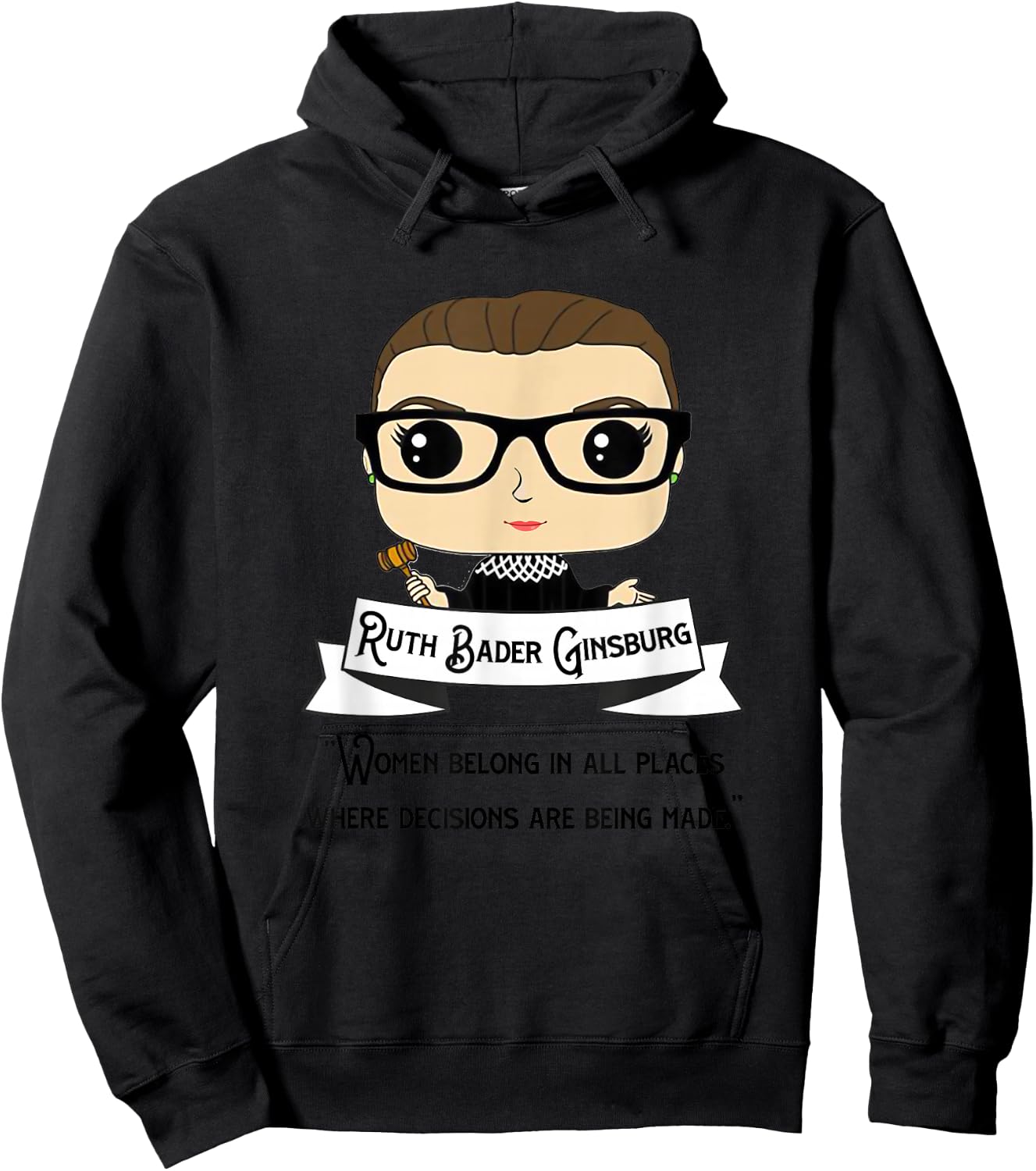 Cute RBG Ruth Bader Ginsburg - Be Independent Hoodie - Hoodie | Black