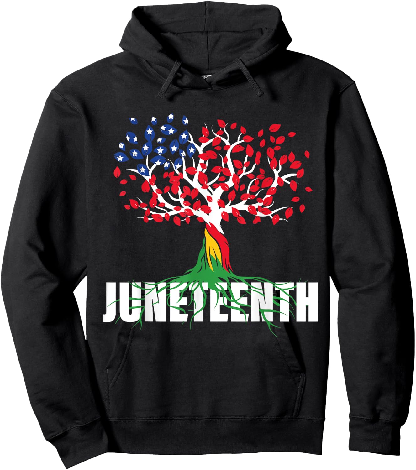 American Grown African Root Tree Juneteenth Black Freedom Hoodie - Hoodie | Black
