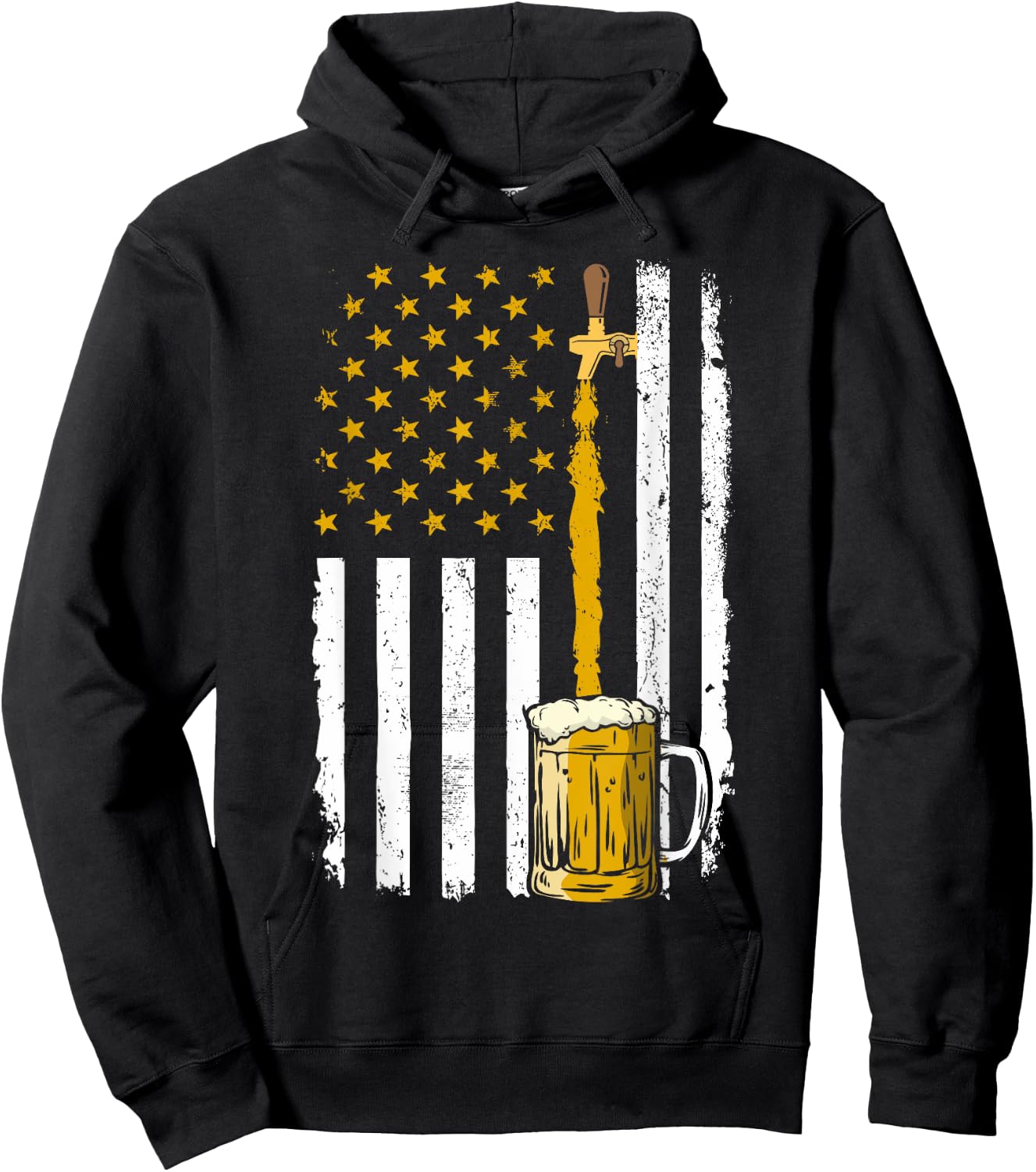 Pouring Beer American Flag Vintage 4th of July Craft Brewery Men Hoodie - Hoodie | Black