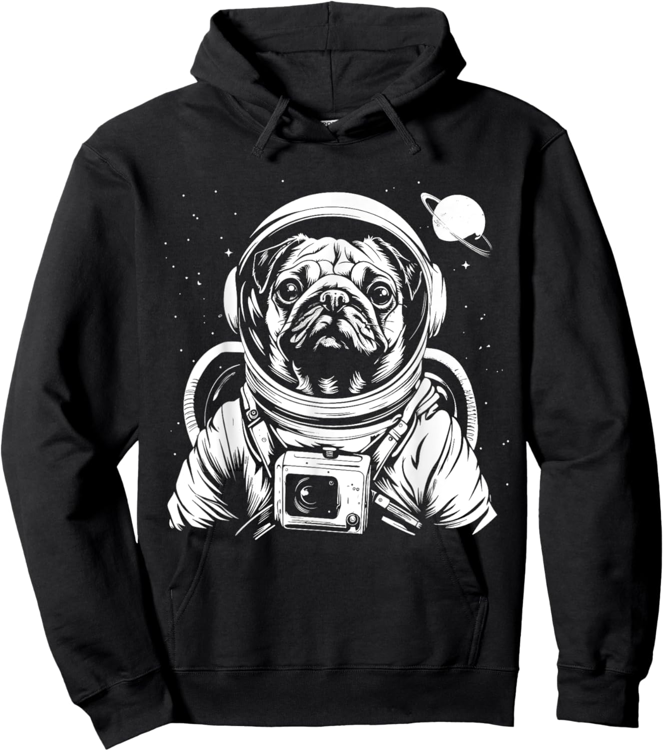 Pug Astronaut Funny Cute Dog Space Suit Men Women Girls Kids Hoodie - Hoodie | Black
