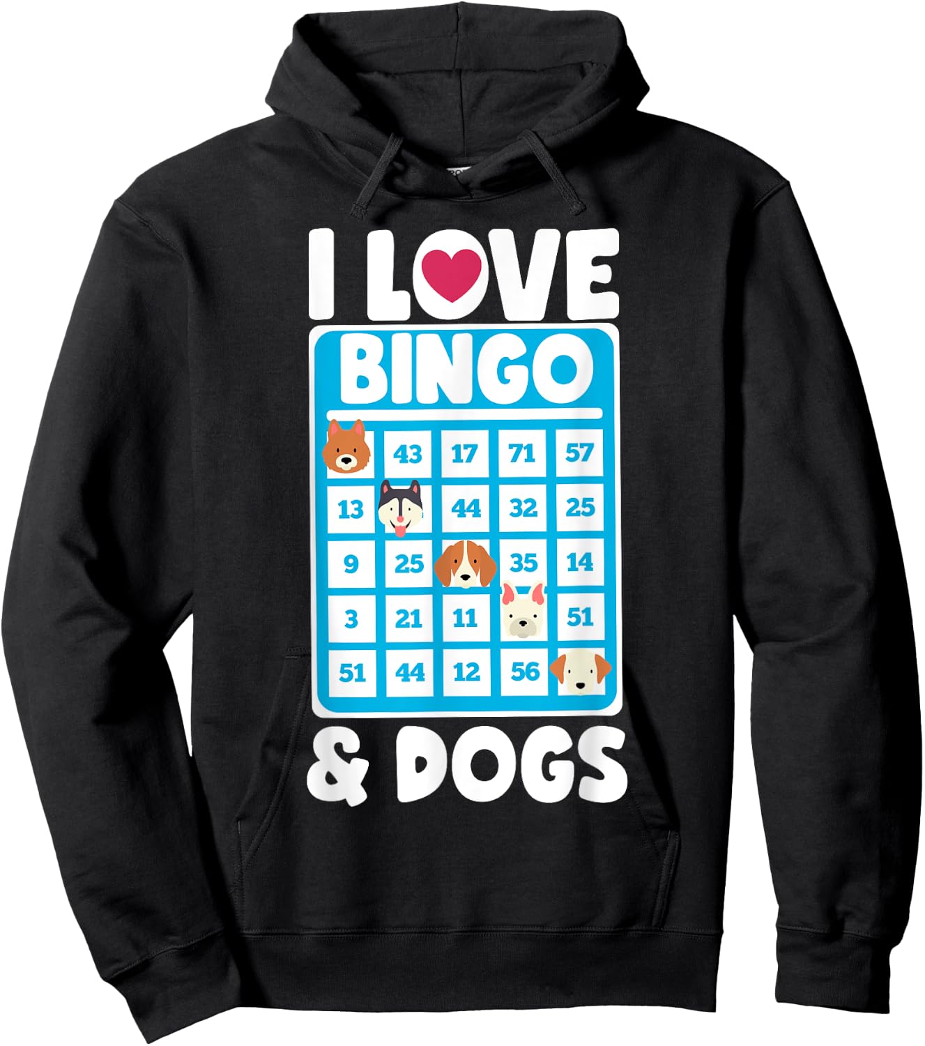 I Love Bingo And Dogs Board Games Canine Puppy Dog Gift Women Girls Kids Hoodie - Hoodie | Black