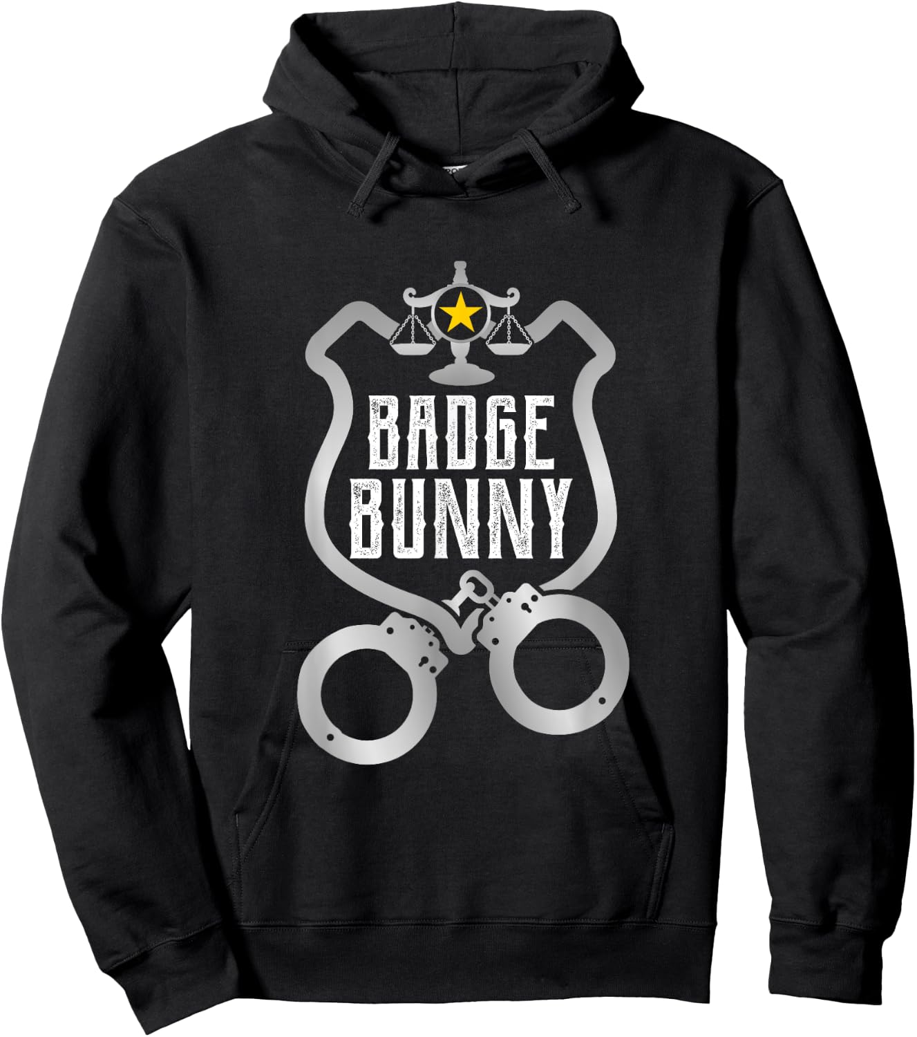 Funny Badge Police Hand Cuffs Bunny Law Enforcement Hoodie - Hoodie | Black