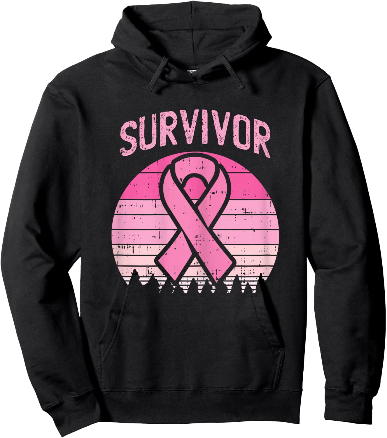 Survivor Retro Breast Cancer Pink Ribbon Awareness Women Hoodie - Hoodie | Black