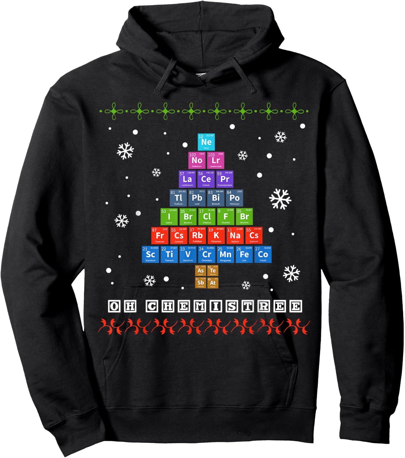 Oh Chemistree Periodic Table Shirt Science Christmas Costume Hoodie - Hoodie | Black