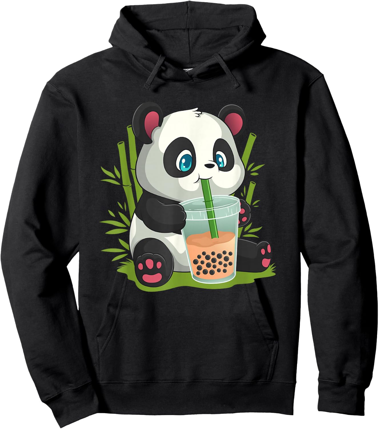 Kawaii Cute Anime Panda Otaku Japanese Bubble Boba Hoodie - Hoodie | Black