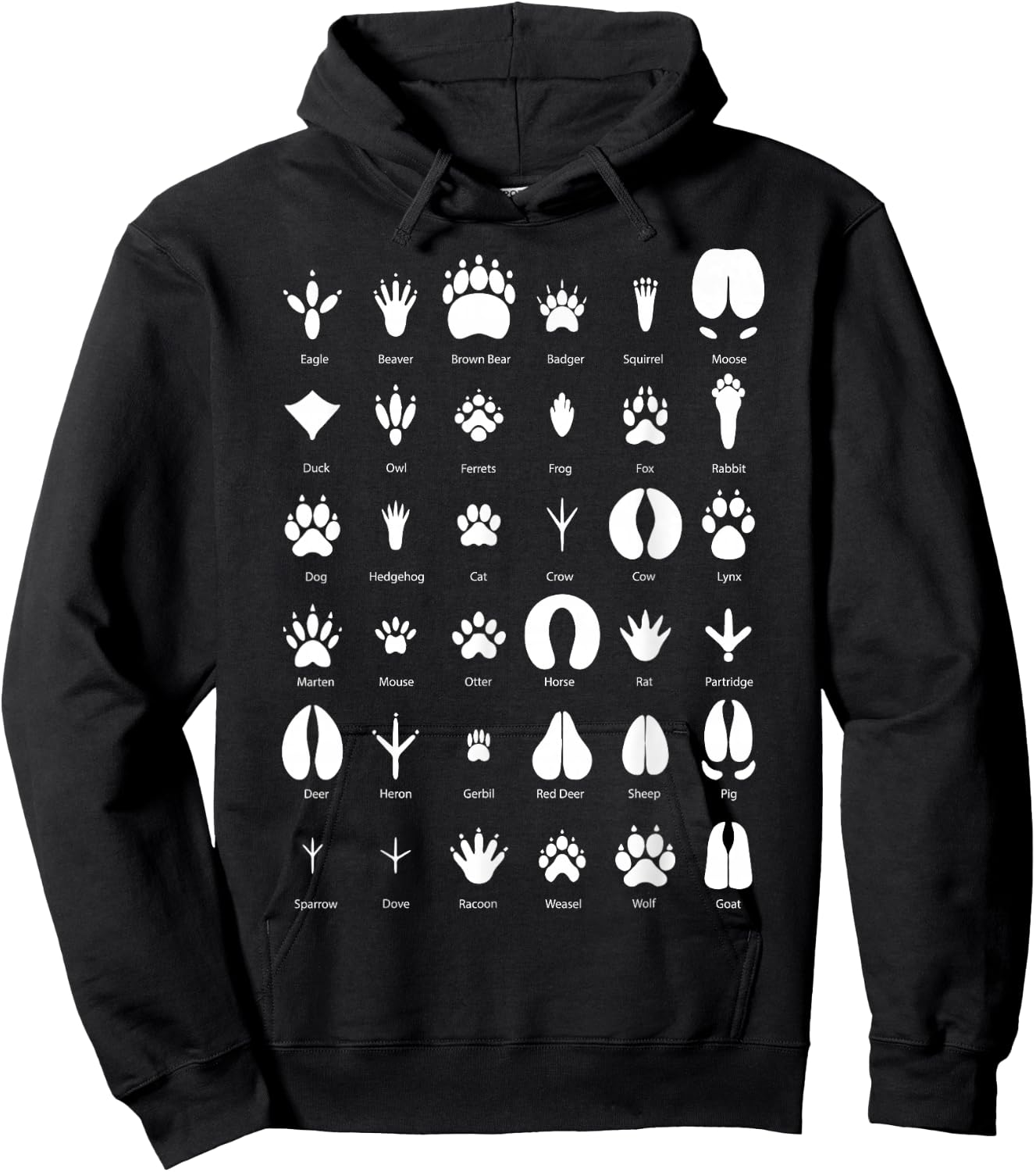 Animals of the Forest Footprint Collection Gift Hoodie - Hoodie | Black