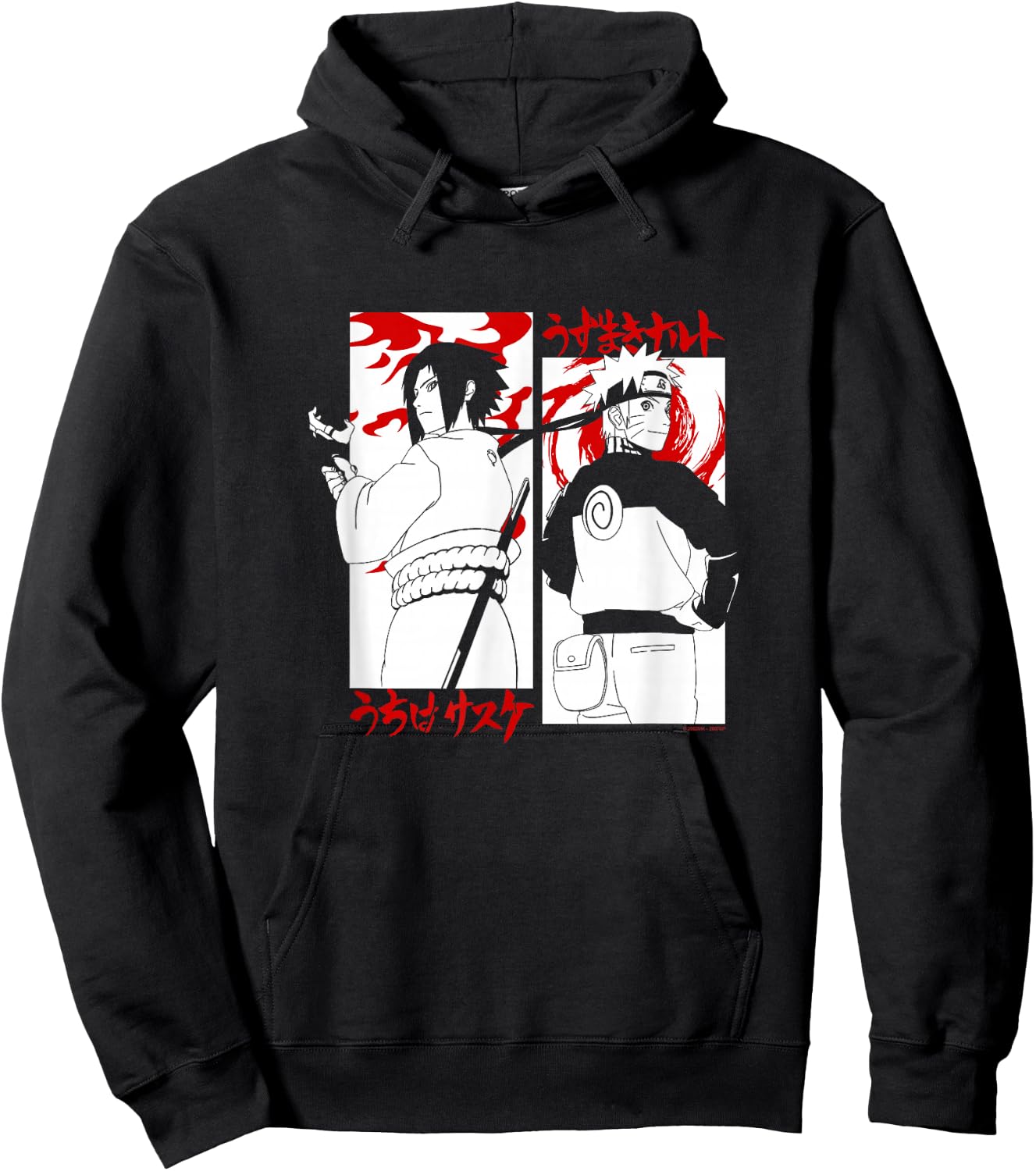Naruto Shippuden Sasuke vs. Naruto Face Off Anime Hoodie - Hoodie | Black