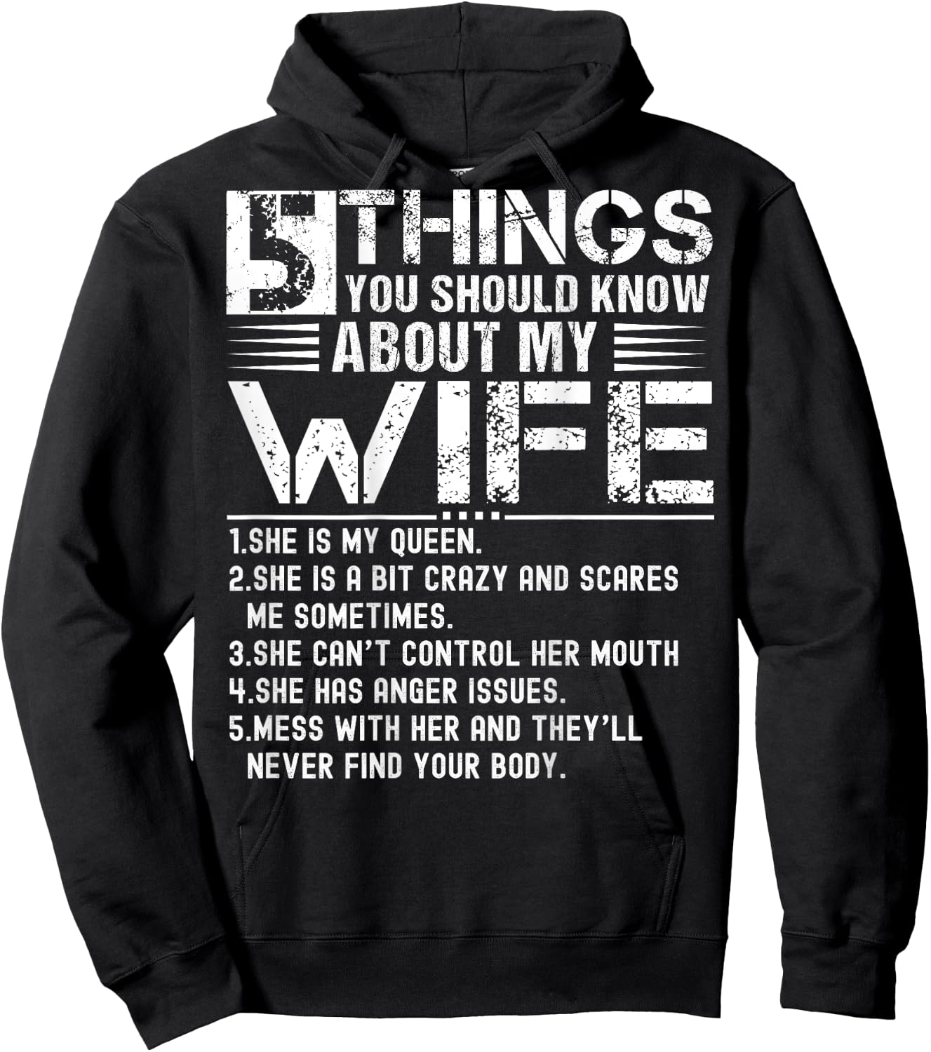 5 Things You Should Know About My Wife (On Back) husband Hoodie - Hoodie | Black