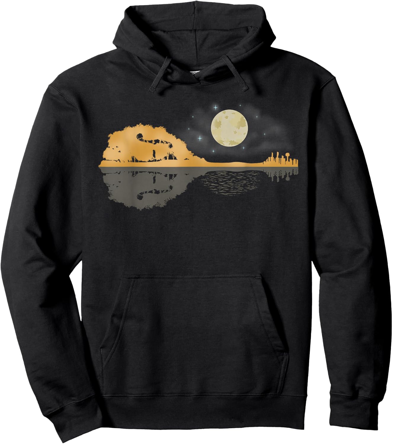 Mandolin Shirt Men Country Music Moon Bluegrass Hoodie - Hoodie | Black
