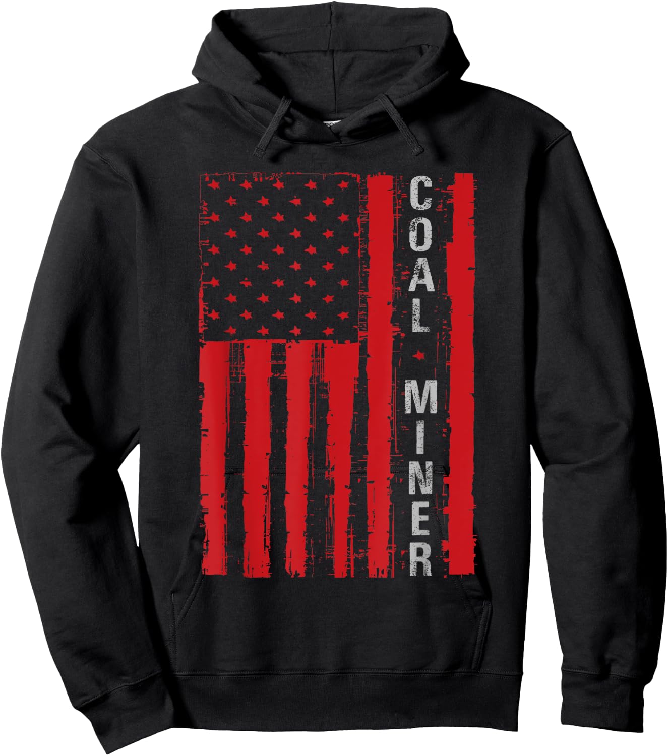 Distressed American Flag Coal Miner Mining Proud Men Gifts Hoodie - Hoodie | Black