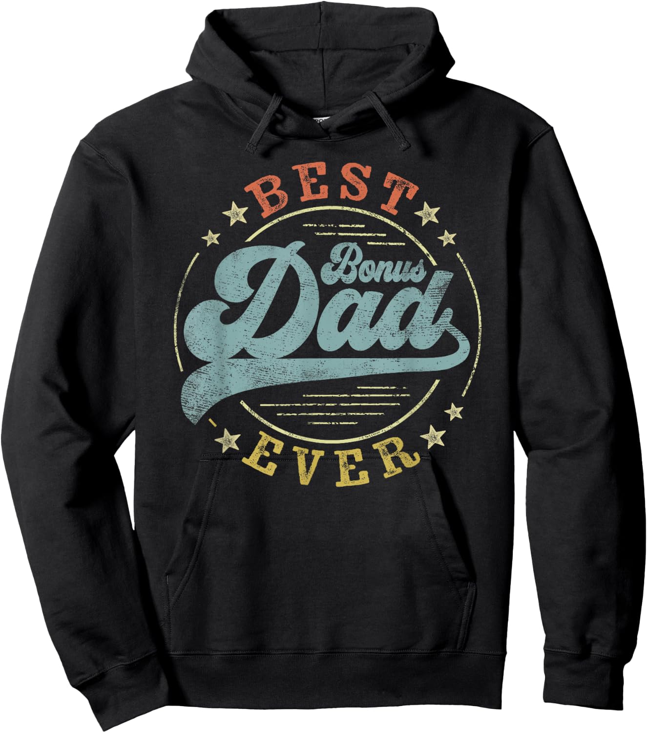 Best Bonus Dad Ever Father's Day Dad Gifts Vintage Emblem Hoodie - Hoodie | Black