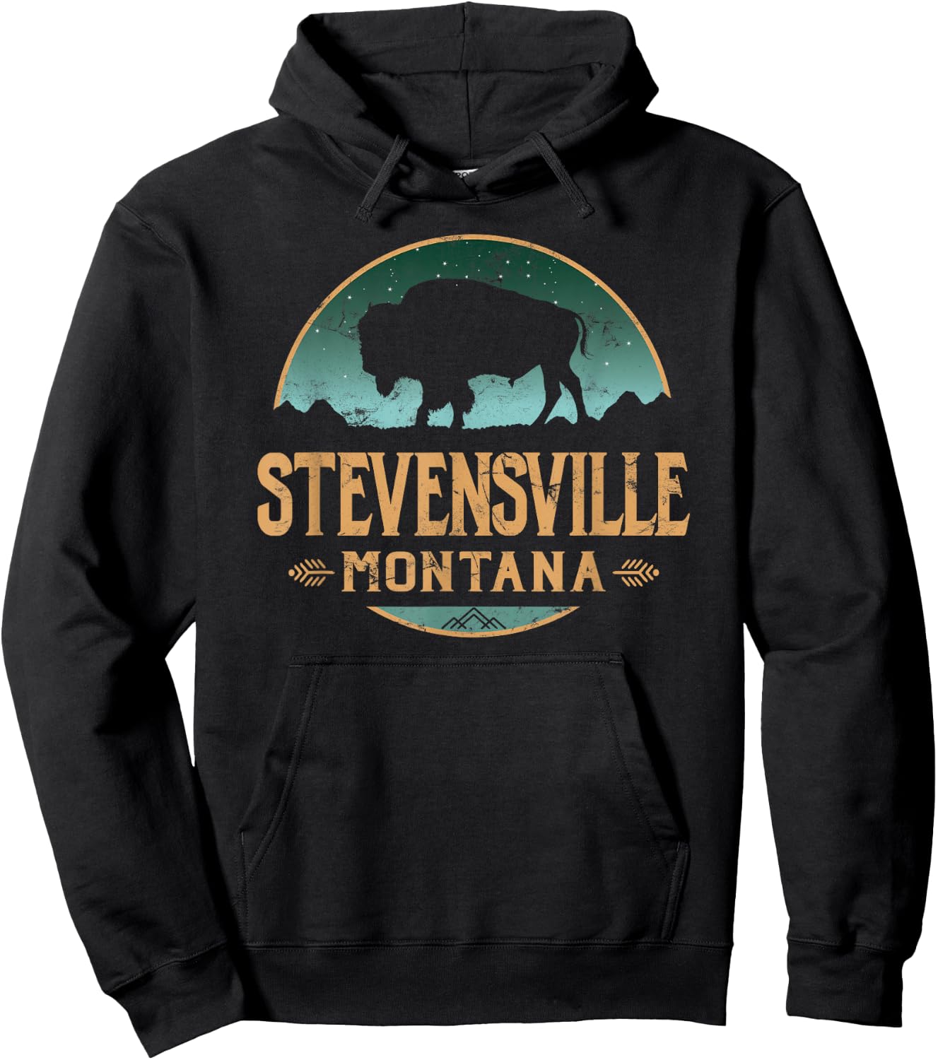 Stevensville Montana MT Buffalo Bison Hoodie - Hoodie | Black
