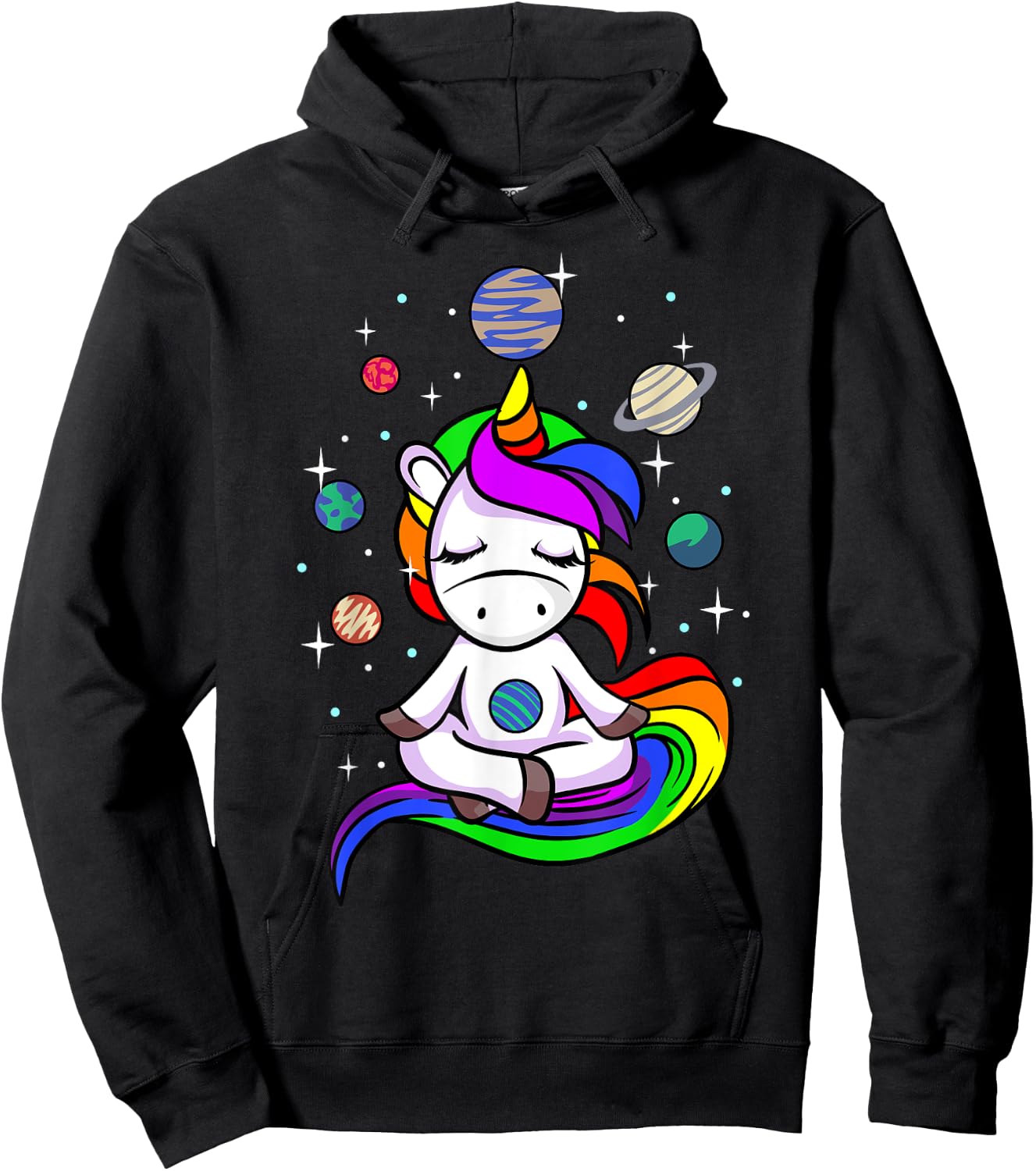 Meditating Unicorn | Buddhist Yoga Meditation Galaxy Space Hoodie - Hoodie | Black