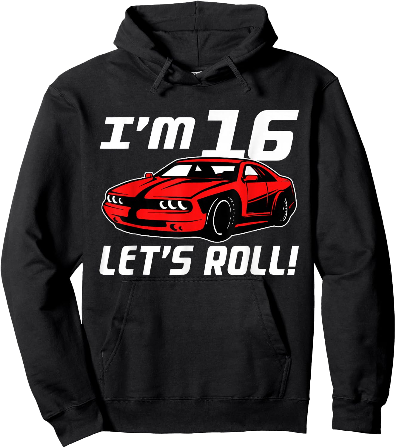 Funny 16th Birthday Gift Race Car Driver Boys 16 Years Old Hoodie - Hoodie | Black