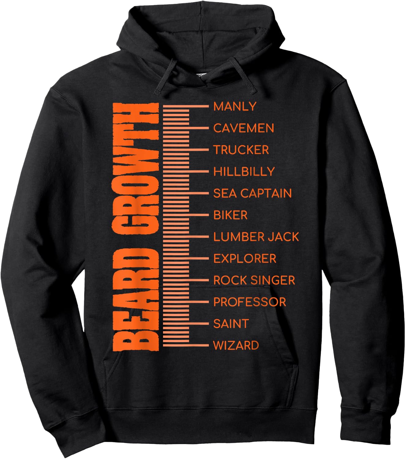 Beard Growth Size Chart Men's Facial Hair Funny Beard Hoodie - Hoodie | Black