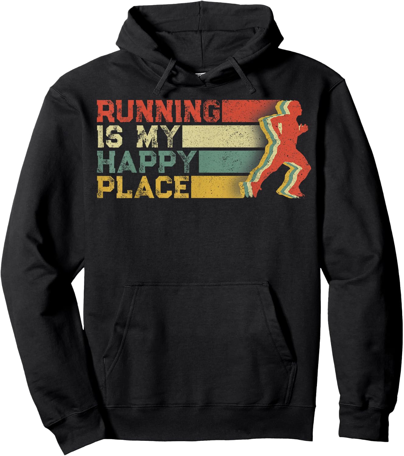 Running is My Happy Place I Love to Run- Runners Gifts Hoodie - Hoodie | Black