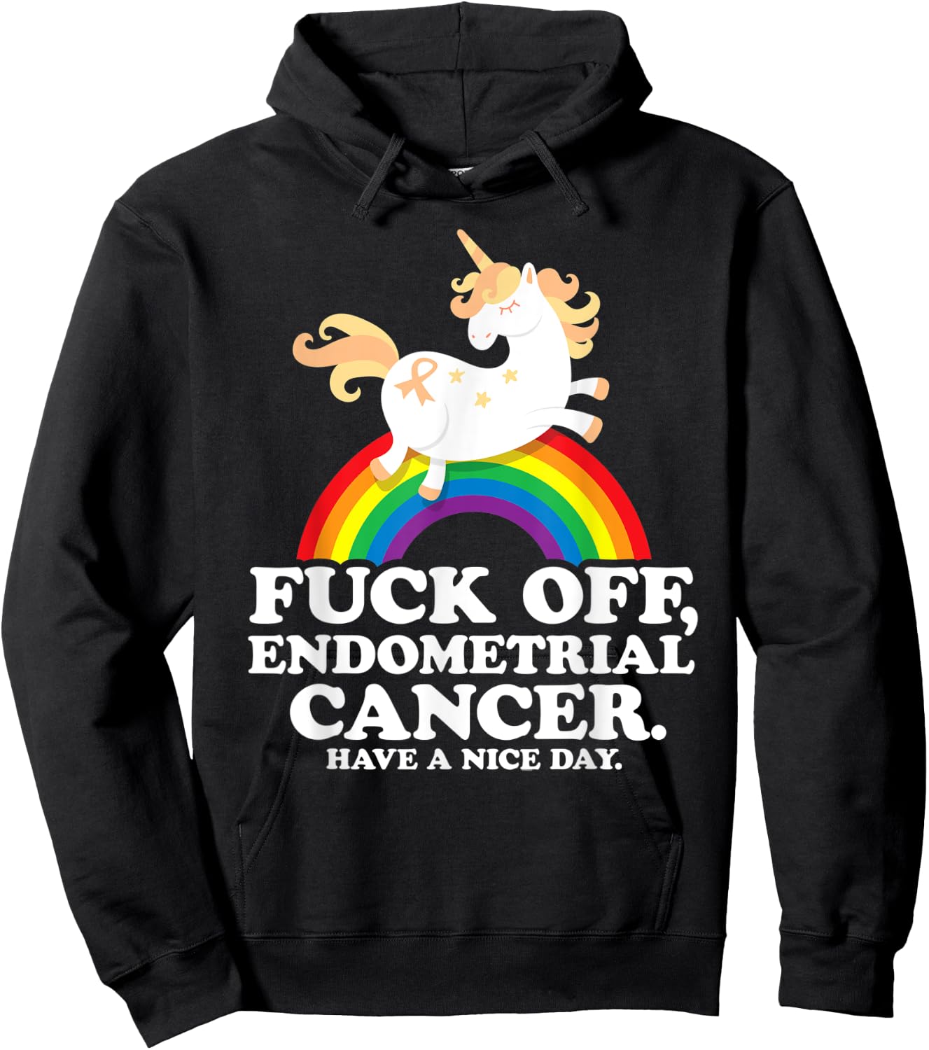 Endometrial Cancer Survivor Shirt | Fuck Endometrial Cancer Hoodie - Hoodie | Black
