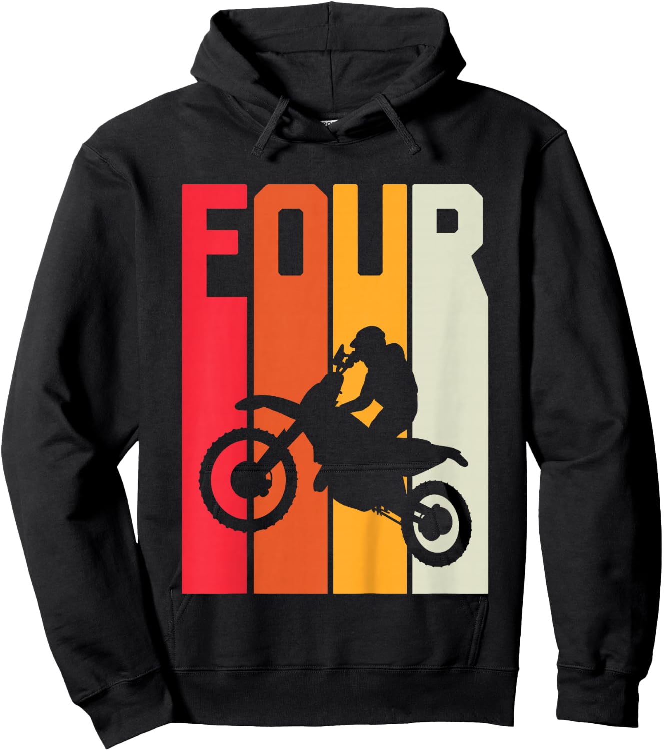 4th Birthday Retro Motocross 4 Years Boys Girl Dirt Bike Hoodie - Hoodie | Black