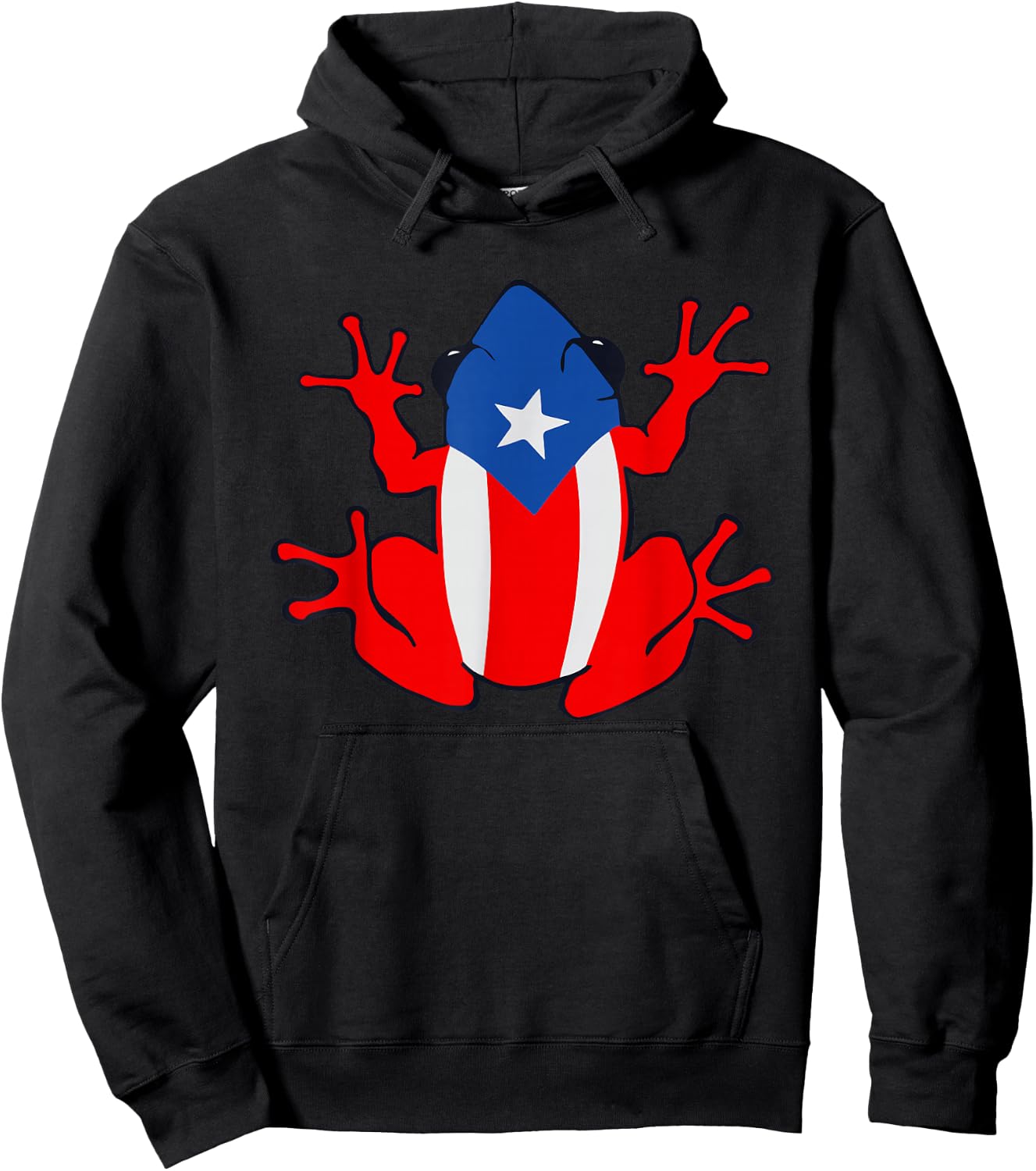 Patriotic Puerto Rico Flag Frog Puero Rican Culture Roots Hoodie - Hoodie | Black