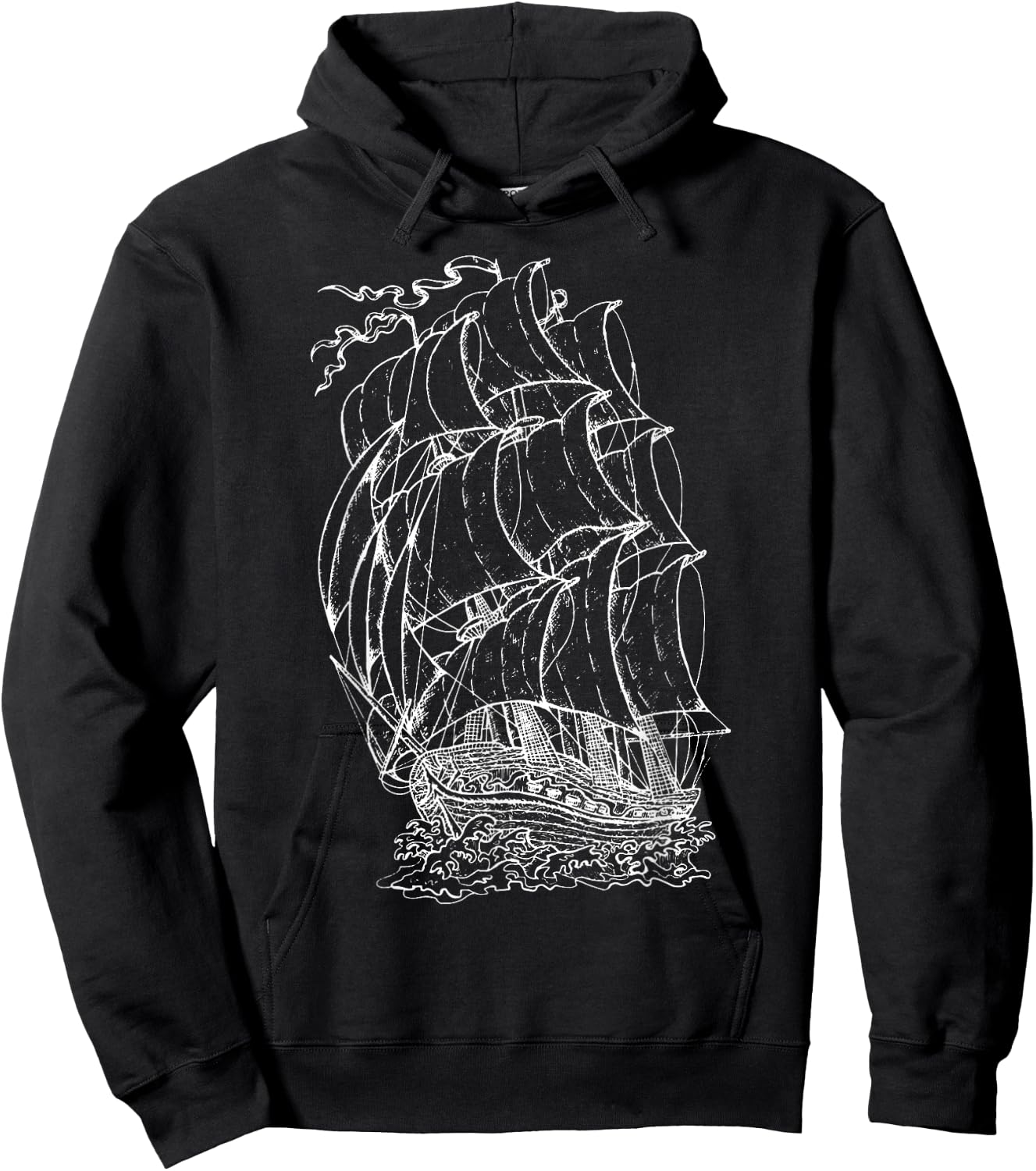 Pirate Ship Vintage Retro Nautical Sailing Boat Captain Hoodie - Hoodie | Black