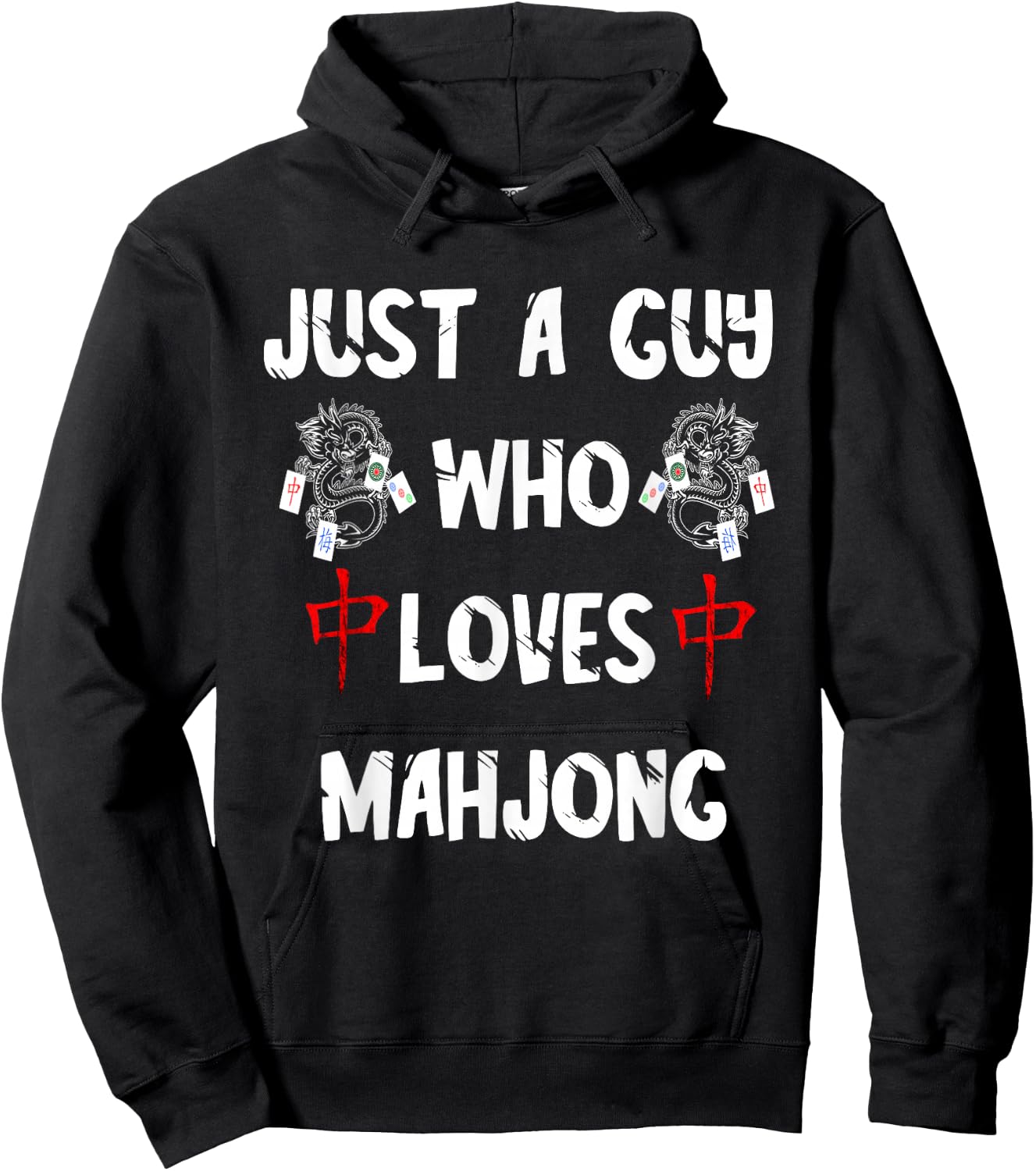 Just A Guy Who Loves Mahjong Tiles Chinese Game Mah Jongg Hoodie - Hoodie | Black