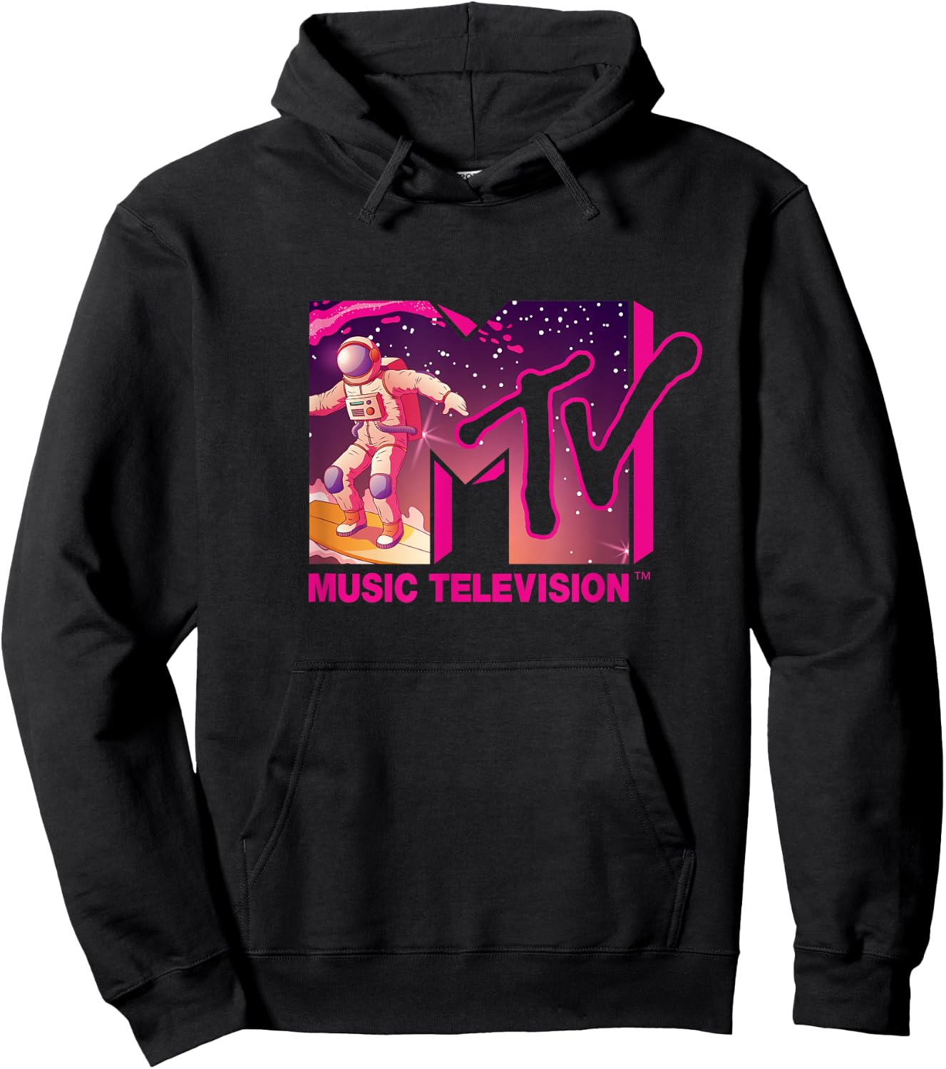 Mademark x MTV - Official MTV Logo - Surfing Astronaut in Space Hoodie - Hoodie | Black