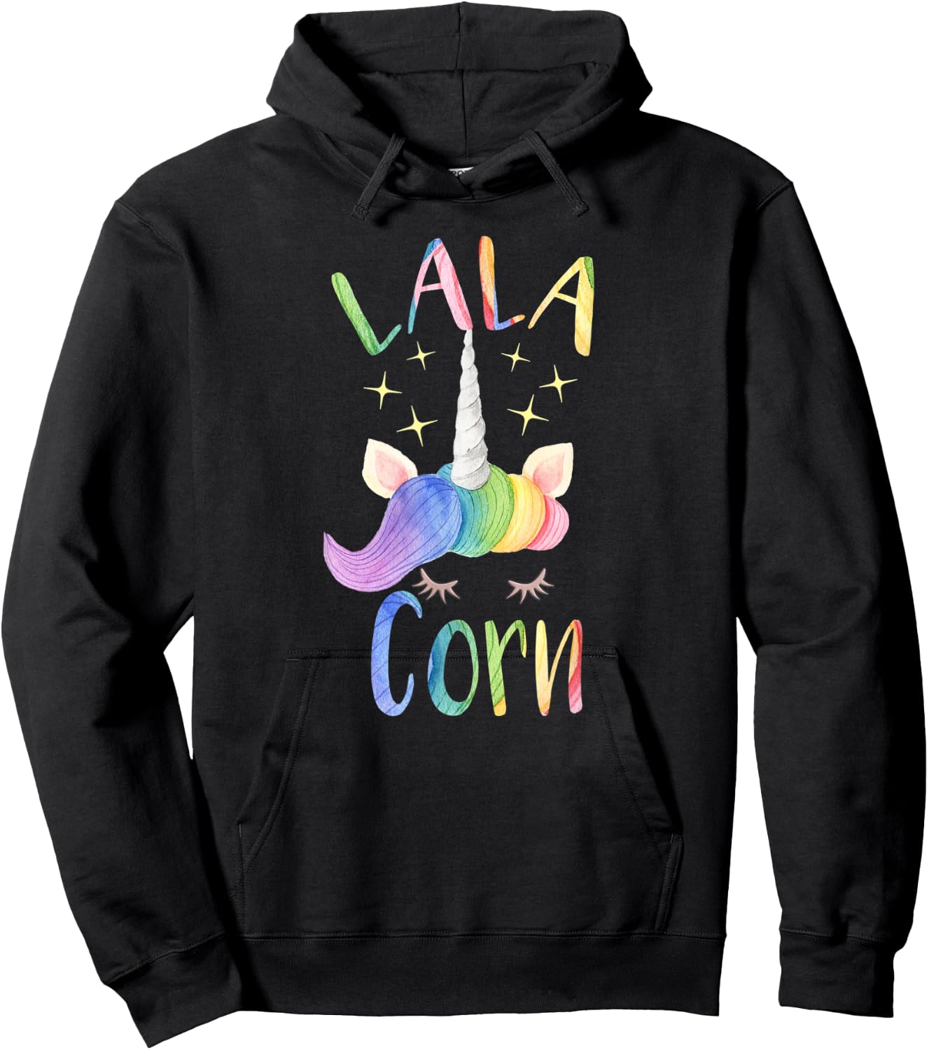 Lala Corn Funny Lala Grandma Unicorn Lover Hoodie - Hoodie | Black
