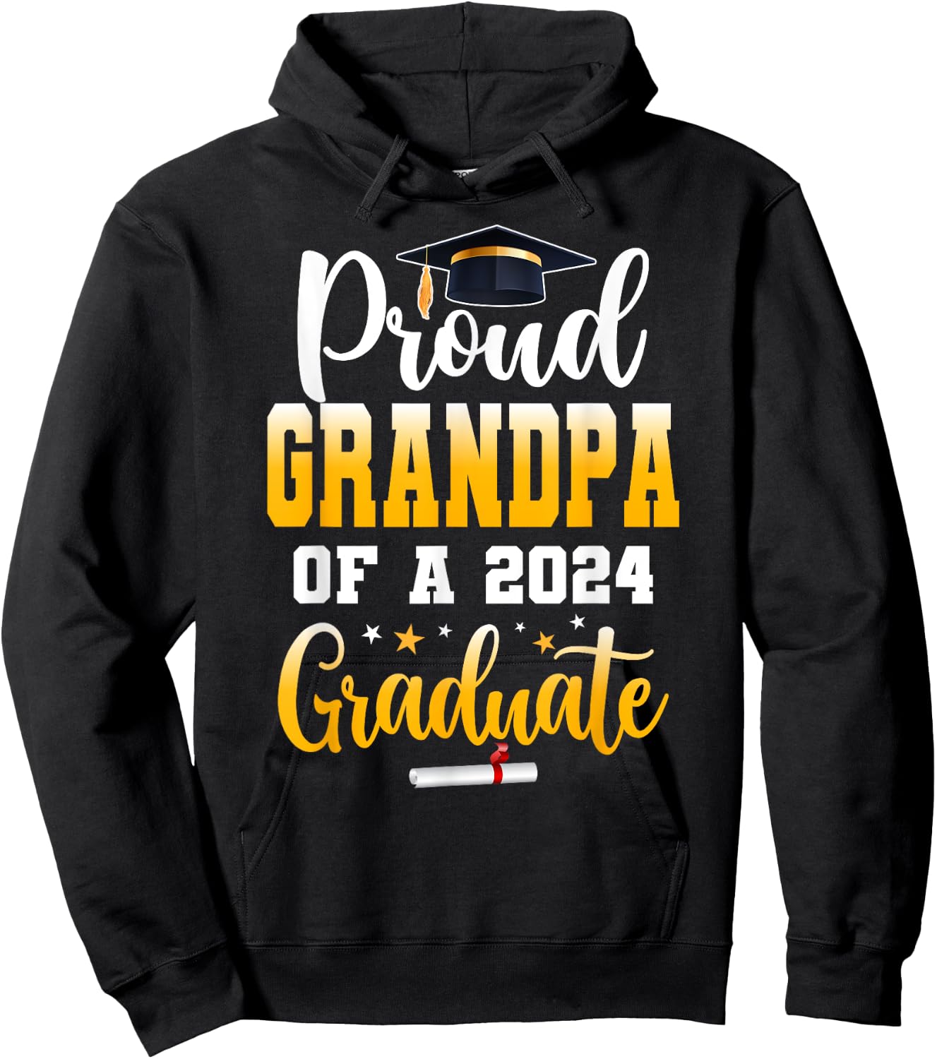 Proud Grandpa Of A Class Of 2024 Graduate Senior Grandpa Hoodie - Hoodie | Black
