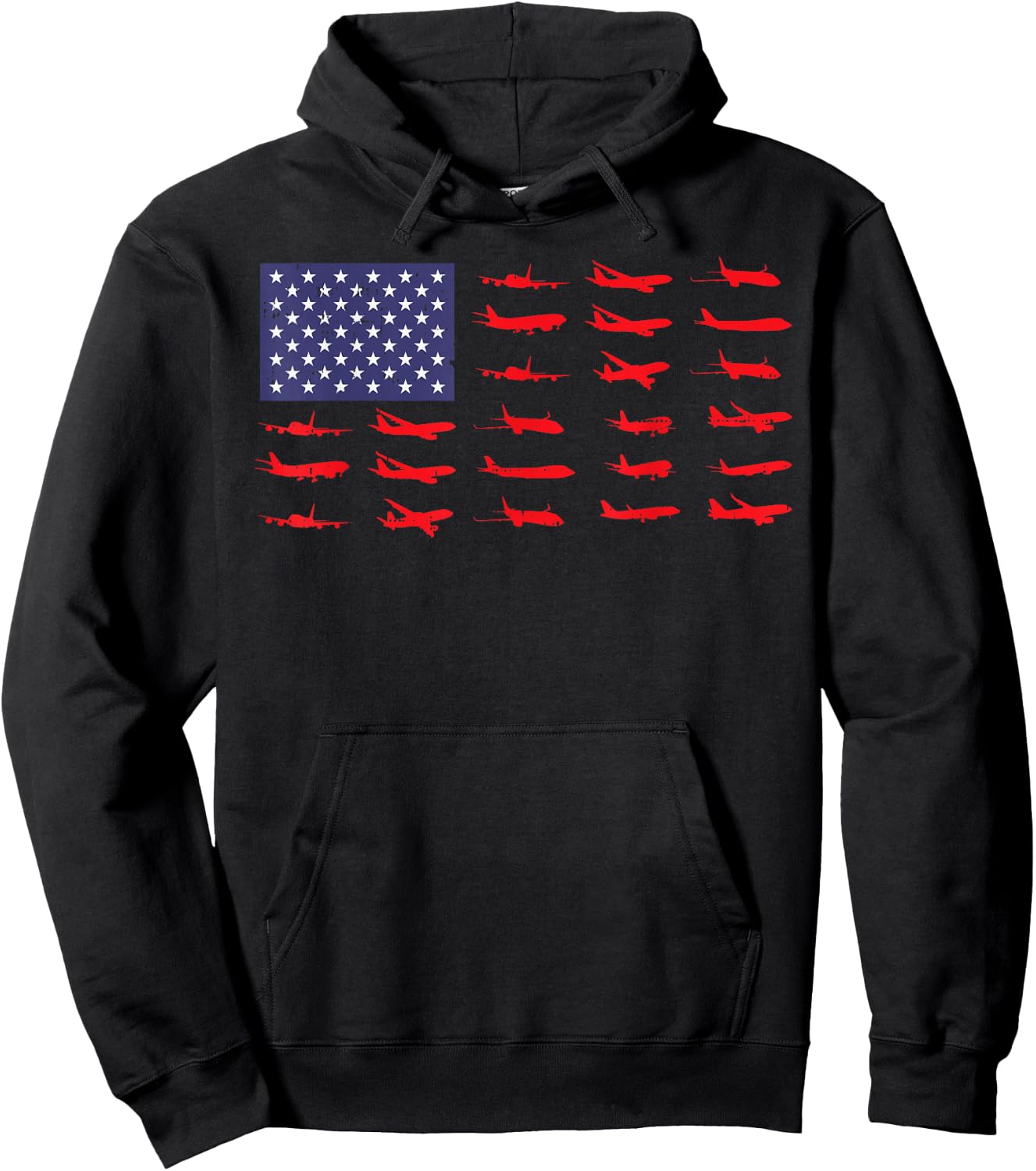US Flag Airplanes Patriotic Aviation American Pilot Gift Hoodie - Hoodie | Black