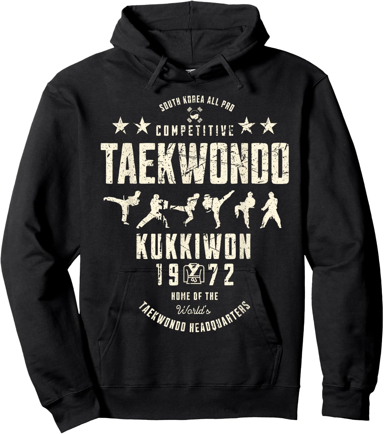 South Korea Competitive Taekwondo Kukkiwon 1972 Vintage Hoodie - Hoodie | Black