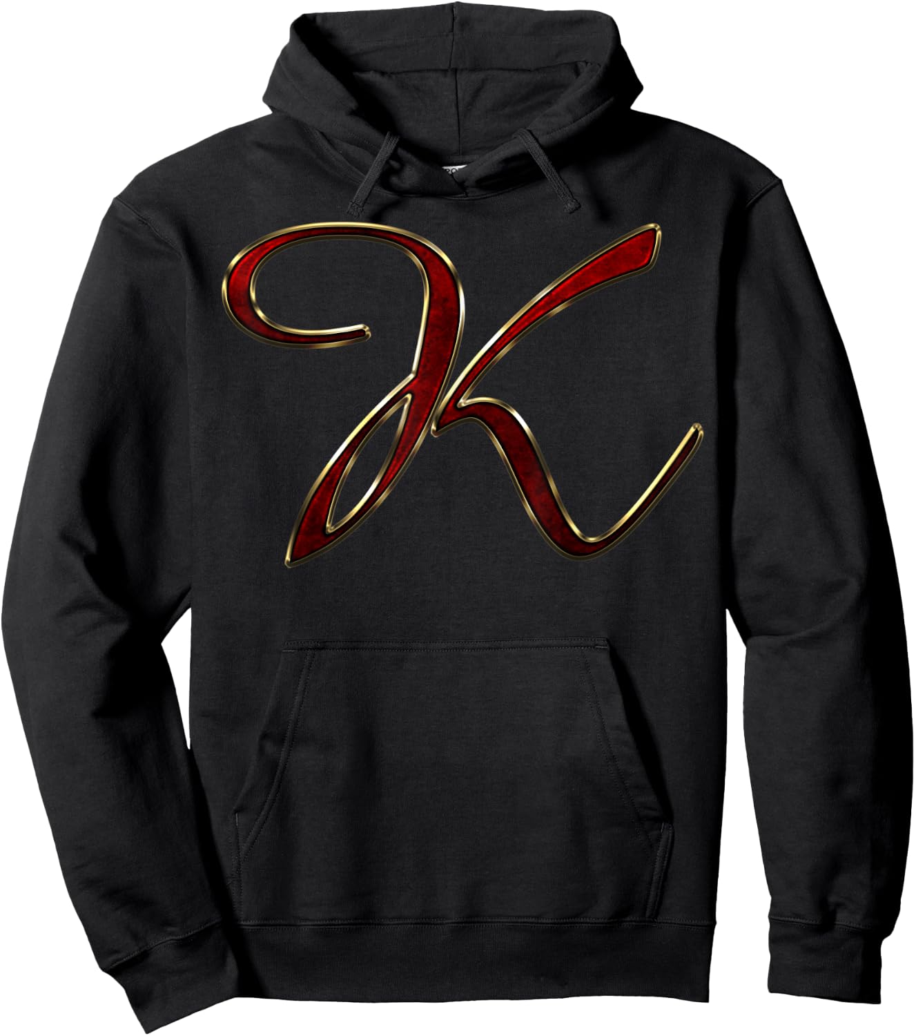 Monogram Initial Letter K Red Hoodie - Hoodie | Black