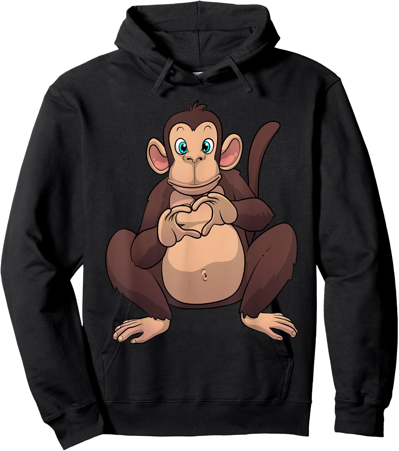 Monkey Art Women Gorilla Animal Valentines Monkey Hoodie - Hoodie | Black