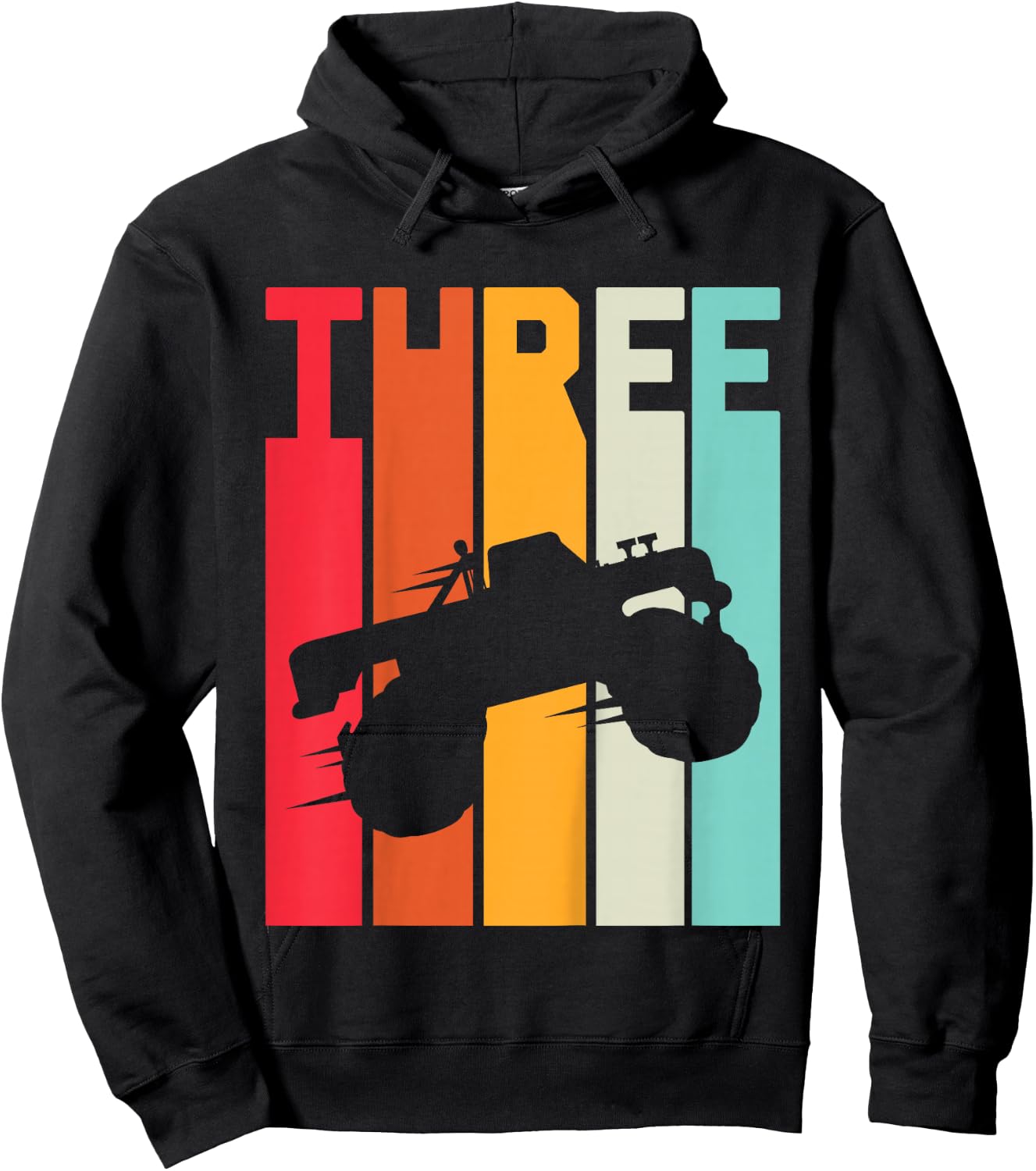 3rd Birthday Retro Monster Truck 3 Years Boys Girl Kids Hoodie - Hoodie | Black