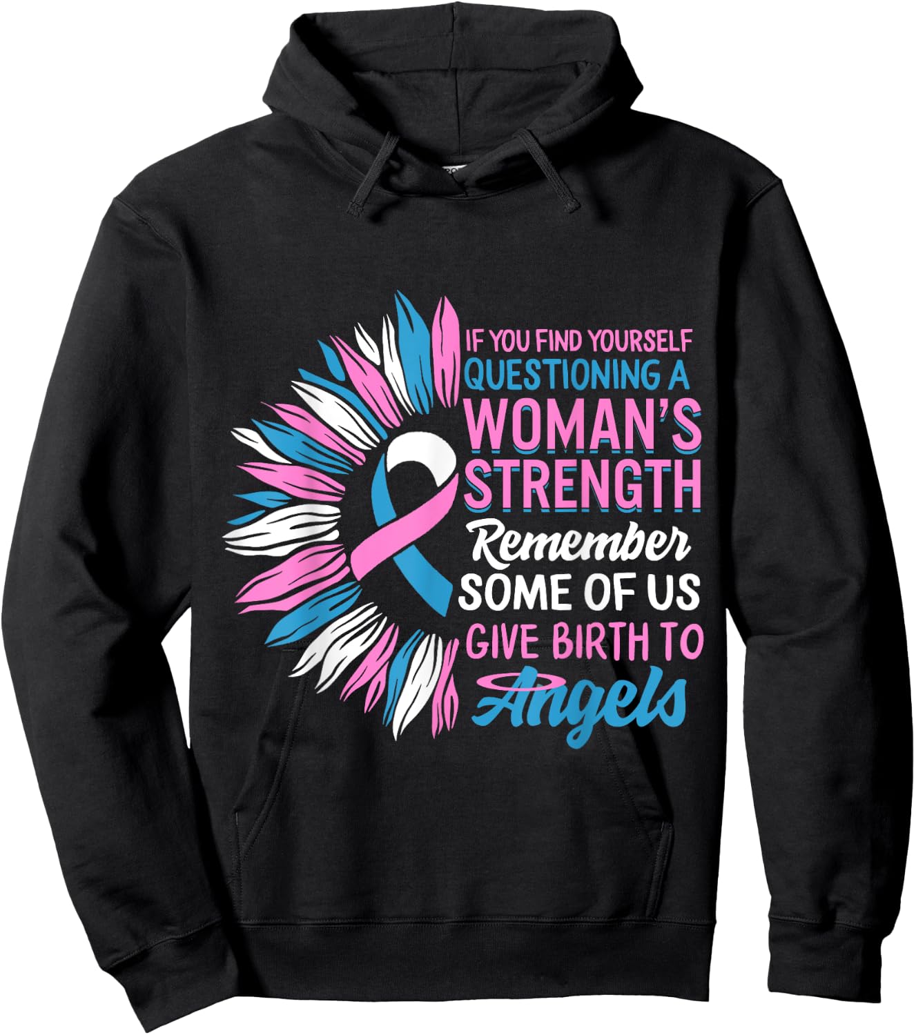 Pregnancy Infant Loss Awareness Strength Mommy of Angel Hoodie - Hoodie | Black