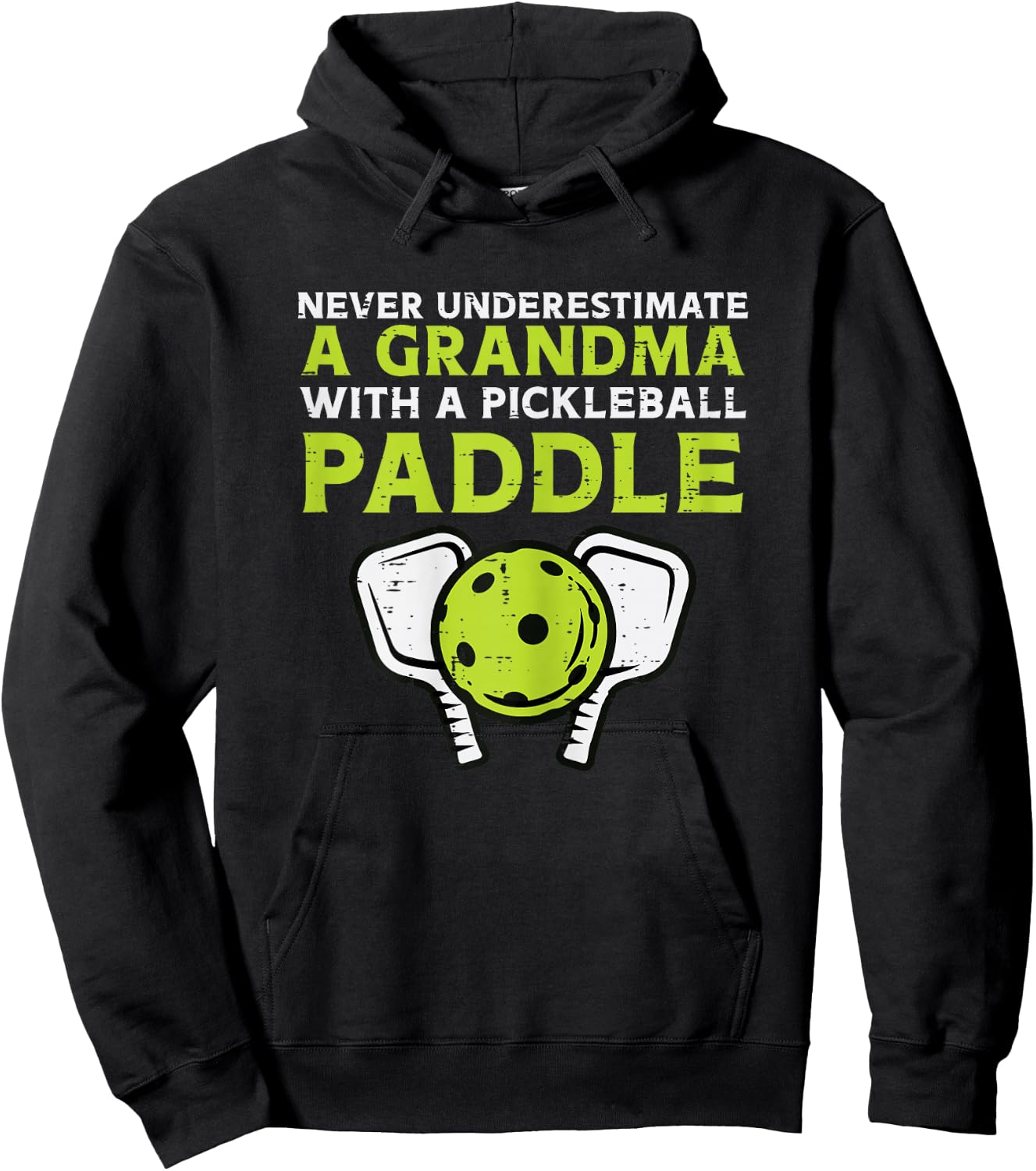 Never Underestimate Grandma With Pickleball Paddle Women Hoodie - Hoodie | Black