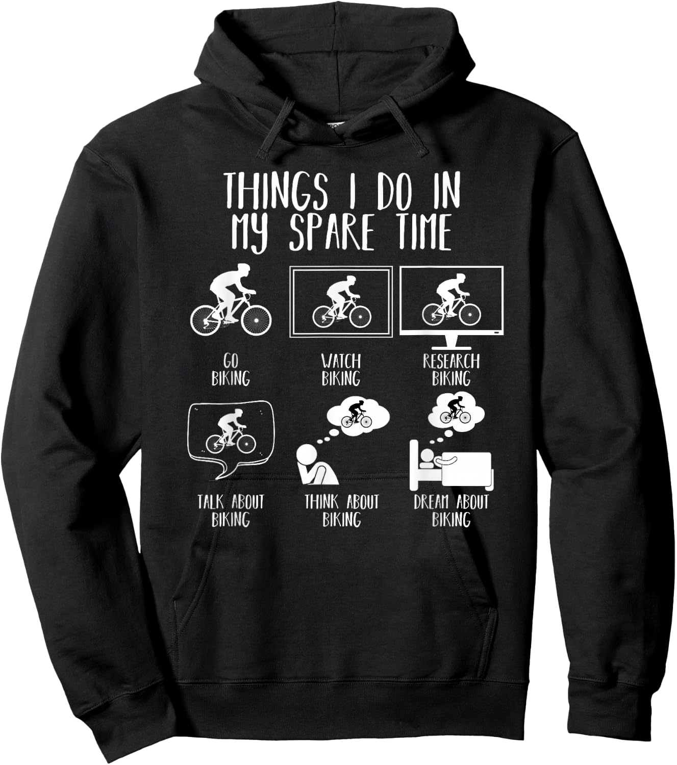 Things I Do in My Spare Time Mountain Bike Funny Biking Hoodie - Hoodie | Black