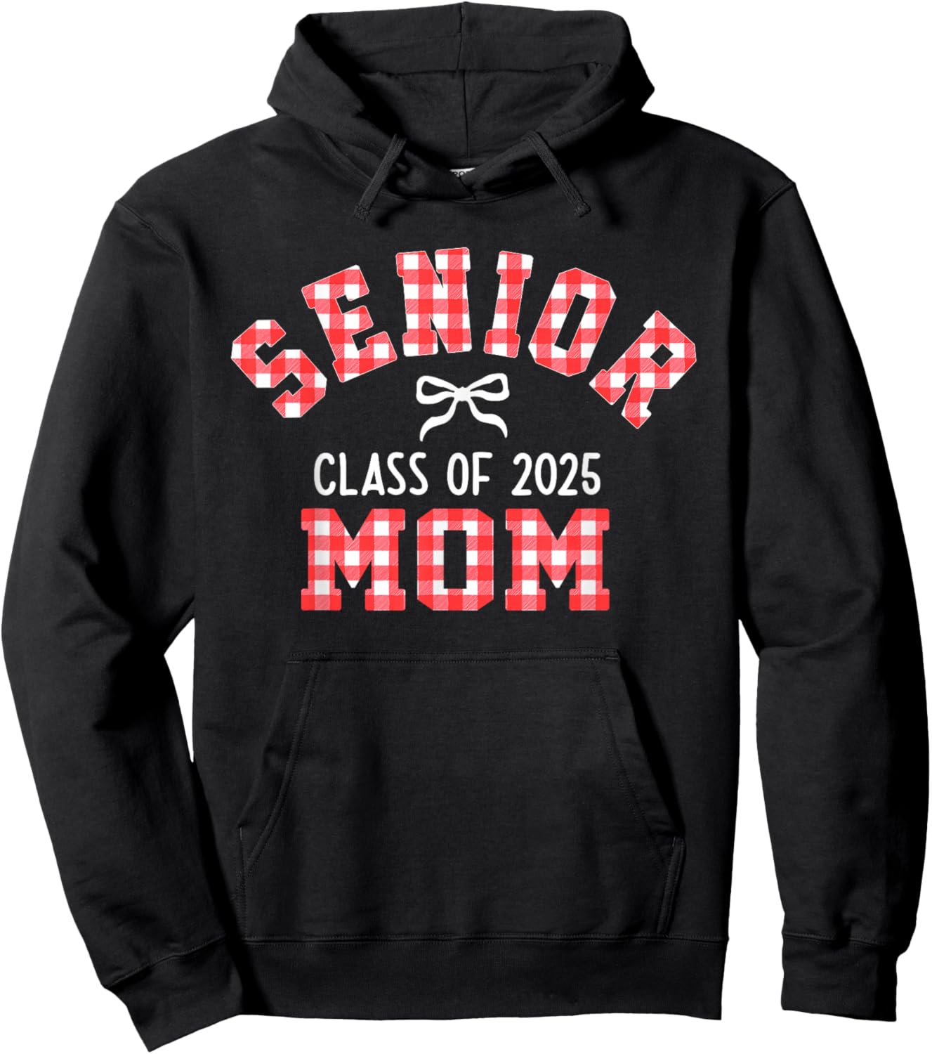 Senior 2025, Class of 2025, Senior Mom Bow Back to School Hoodie - Hoodie | Black