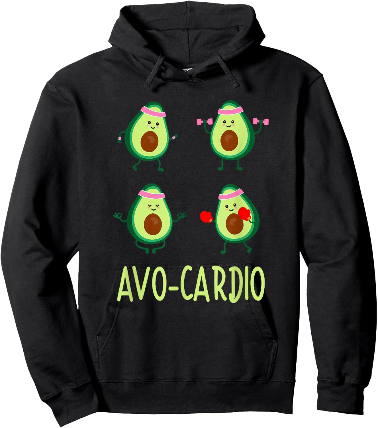 Avo-Cardio Avocardio Time Fitness Avocado Vegan Sport Hoodie - Hoodie | Black