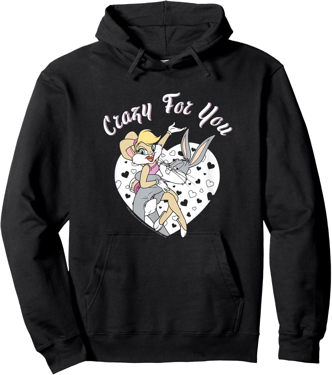 Looney Tunes Bugs And Lola Crazy For You Heart Portrait Hoodie - Hoodie | Black