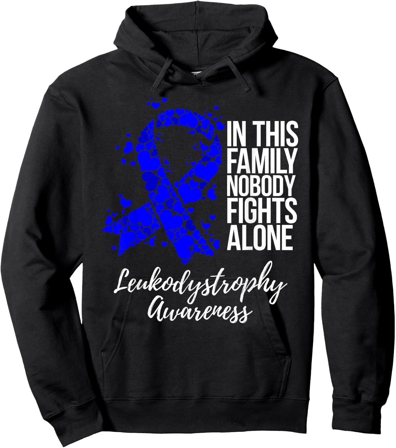 Family Support Blue Ribbon Leukodystrophy Awareness Hoodie - Hoodie | Black
