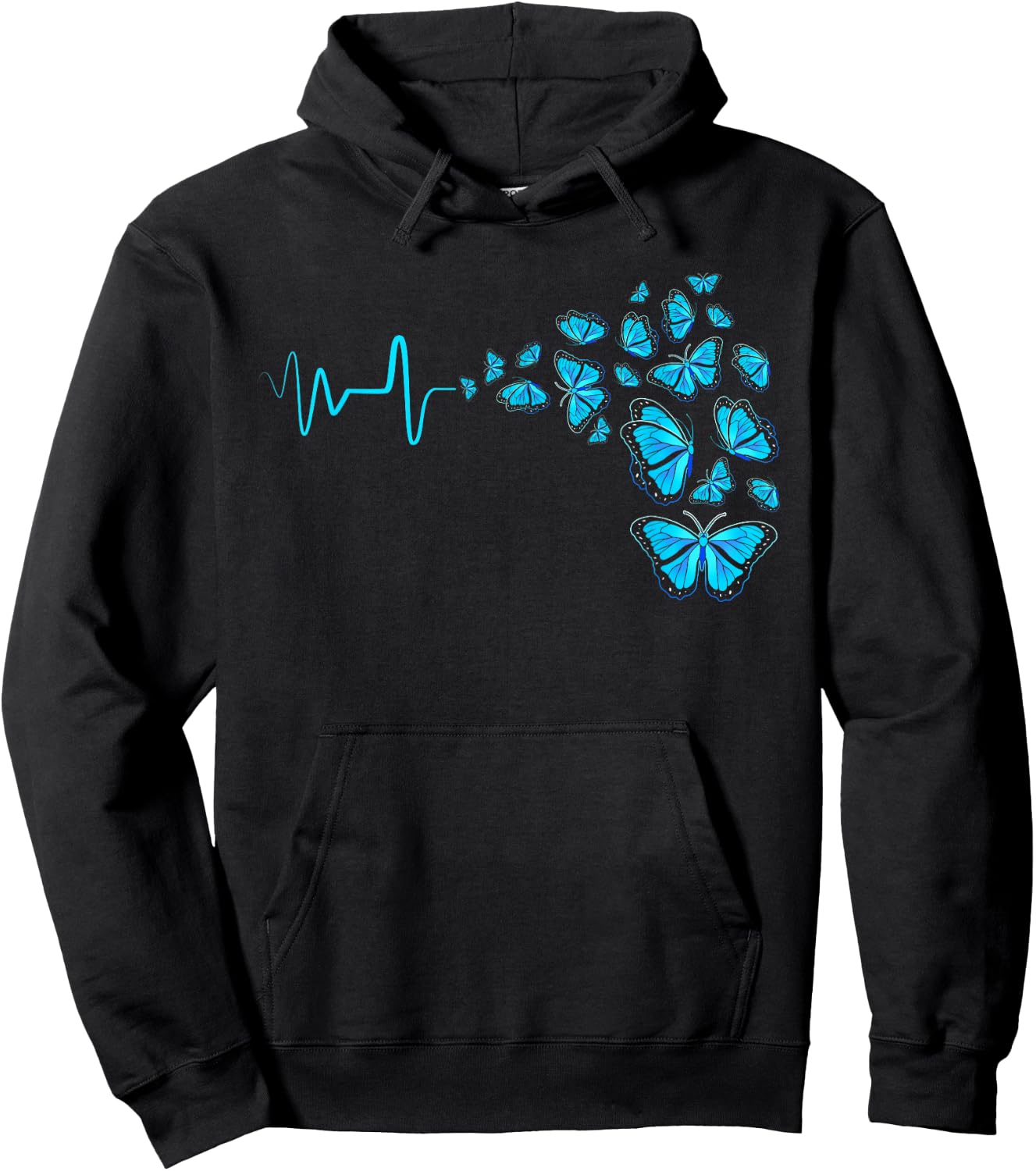 Heartbeat Blue Morpho Butterfly Hoodie - Hoodie | Black