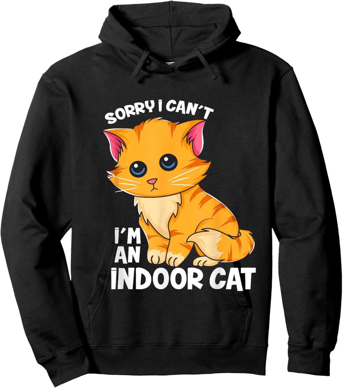 Sorry I Can't I'm An Indoor Cat - Funny Cat Owner Introvert Hoodie - Hoodie | Black