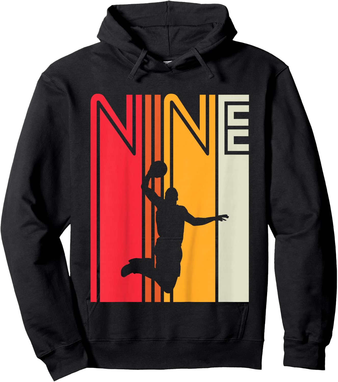 9th Birthday Basketball Lover 9 Years Old Retro Hoodie - Hoodie | Black