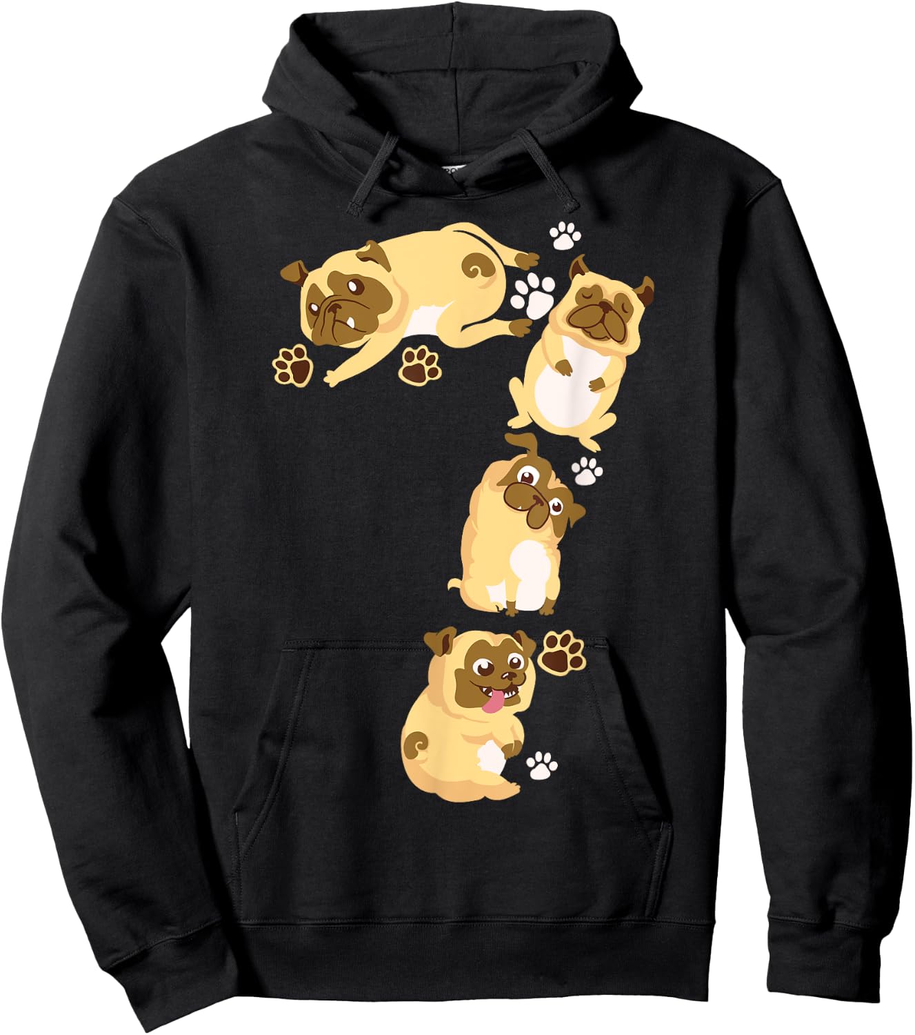 Cute Dog 7th Birthday Gift | Cool 7 Years Old Pug Boys Girls Hoodie - Hoodie | Black
