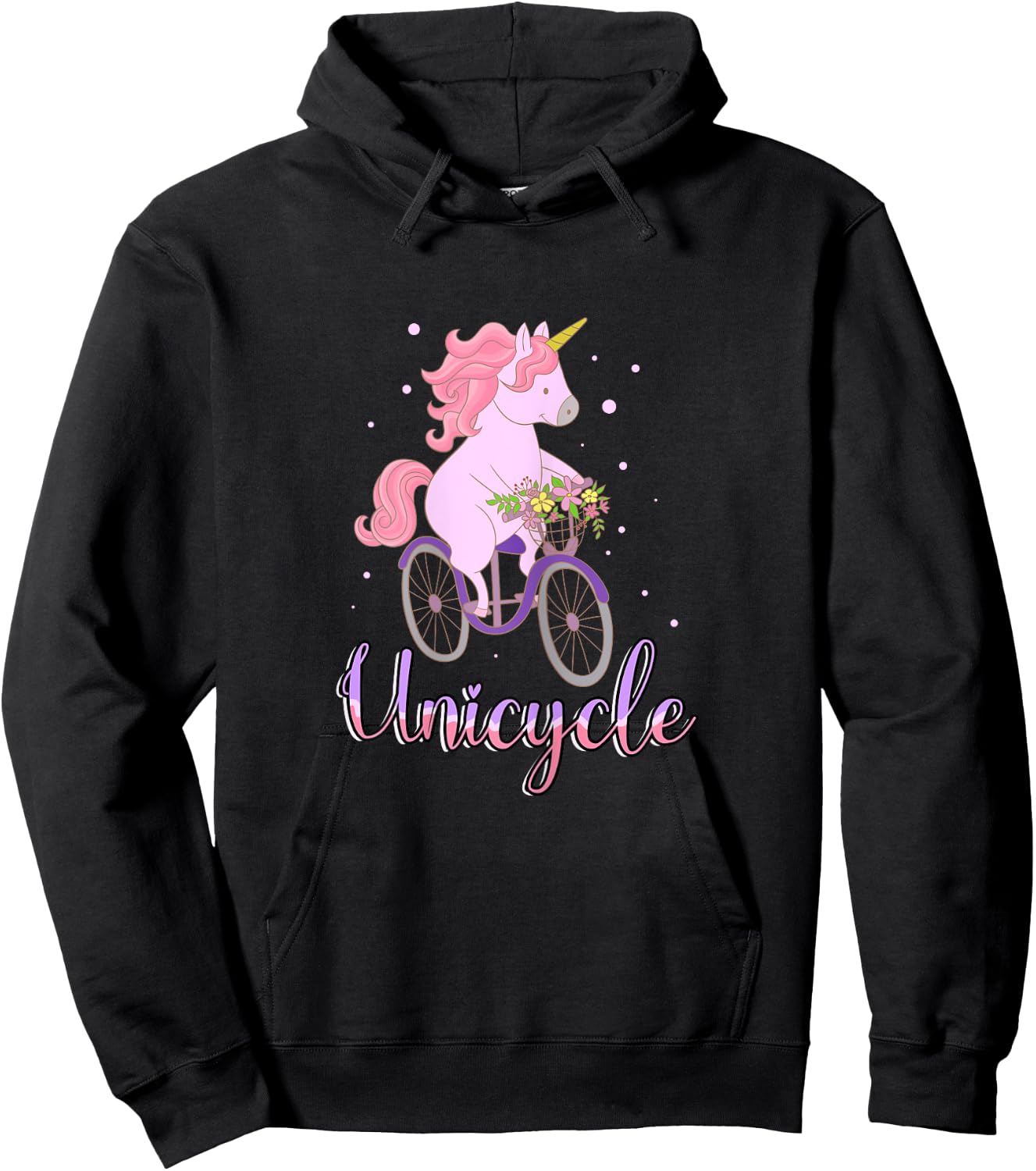 Unicorn Cute Horse Flowers Bike Biking Cycling Bicycle Gift Hoodie - Hoodie | Black
