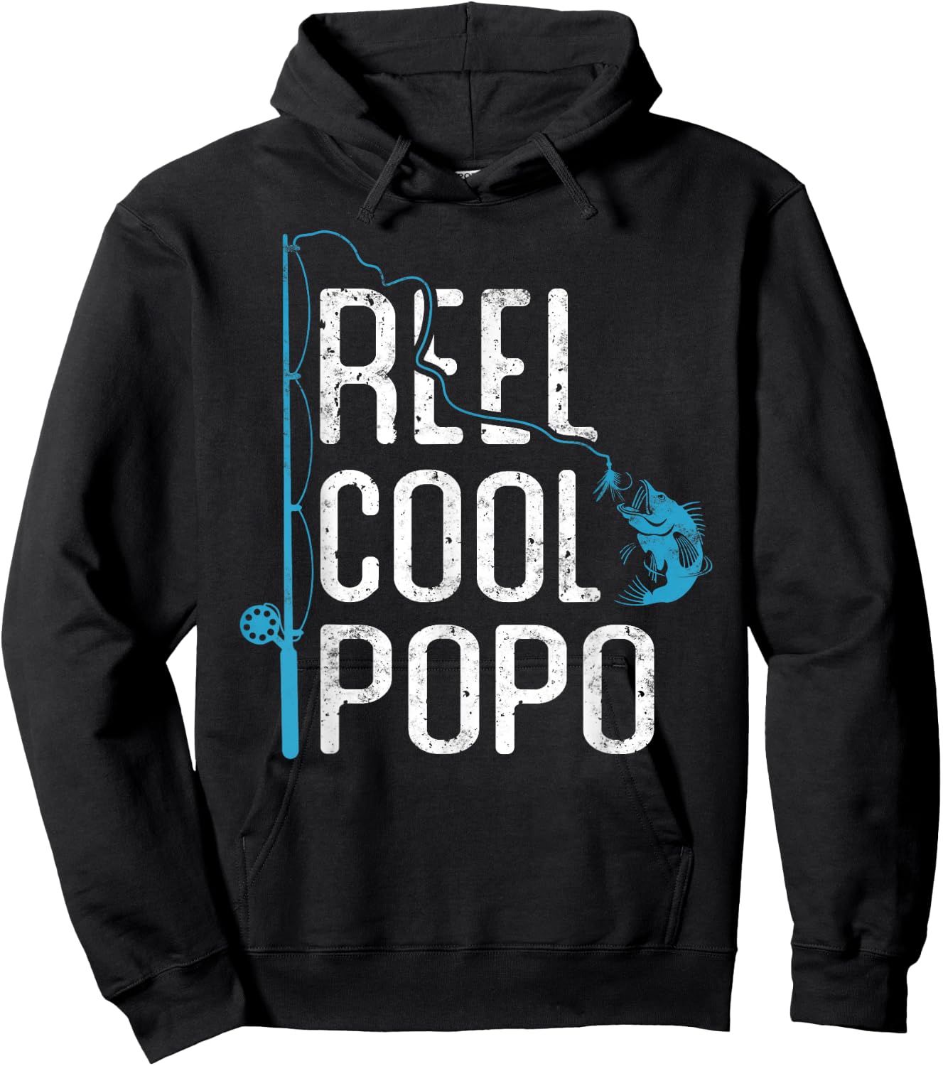 Reel cool Popo Fishing Father’s Day Gift Fisherman Popo Hoodie - Hoodie | Black