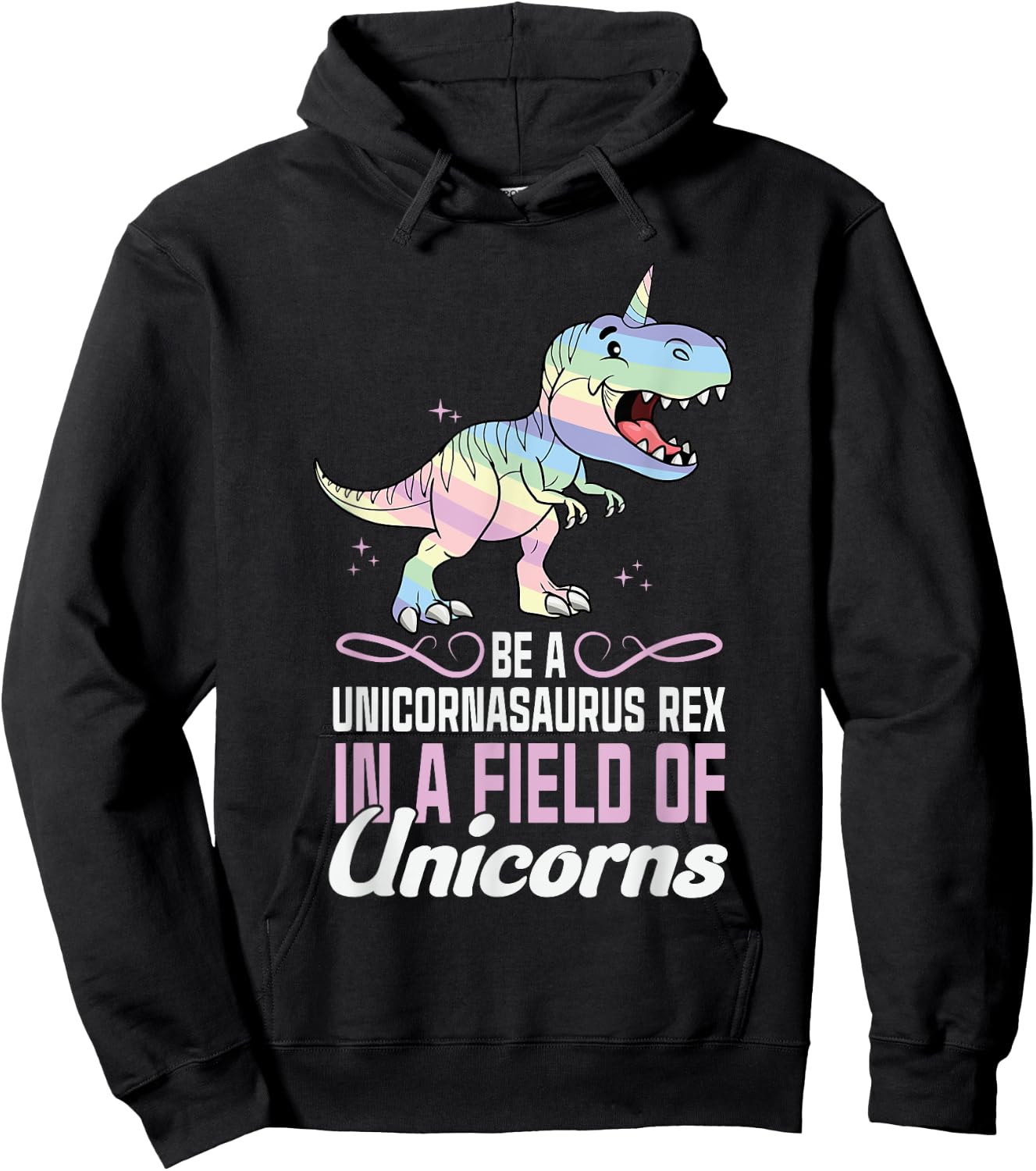 Cute Dinocorn Dinosaur Girls Unicorn Hoodie - Hoodie | Black