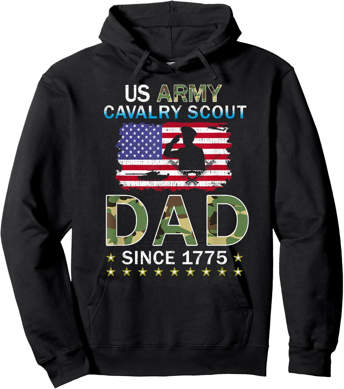 Proud Army Dad-Proud Cavalry Scout Dad Camouflage Army Hoodie - Hoodie | Black