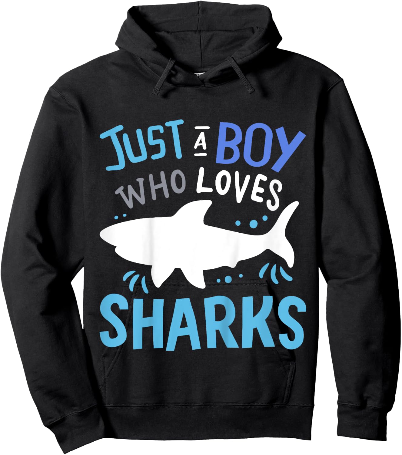 Kids Shark Just A Boy Who Loves Sharks Gift Hoodie - Hoodie | Black