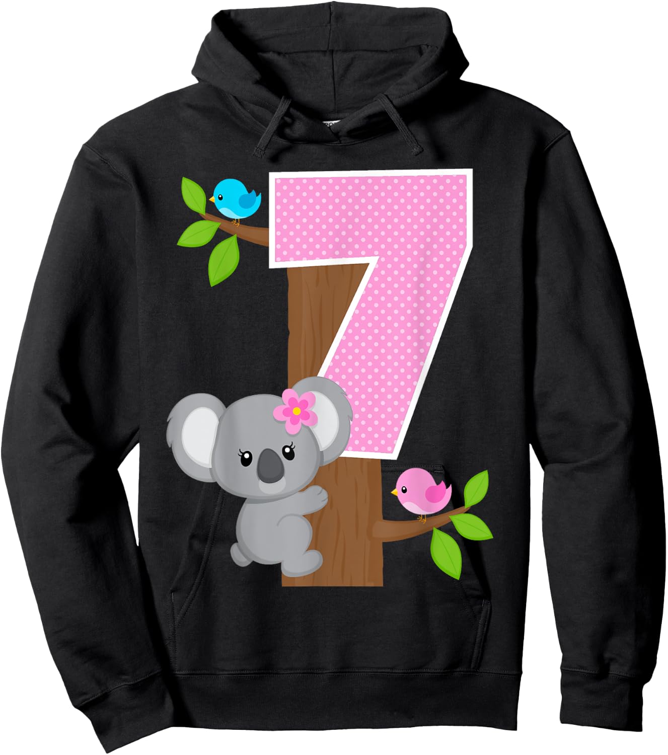 Koala Bear 7th Birthday Girl 7 Year Old Birthday Koalas Bday Hoodie - Hoodie | Black